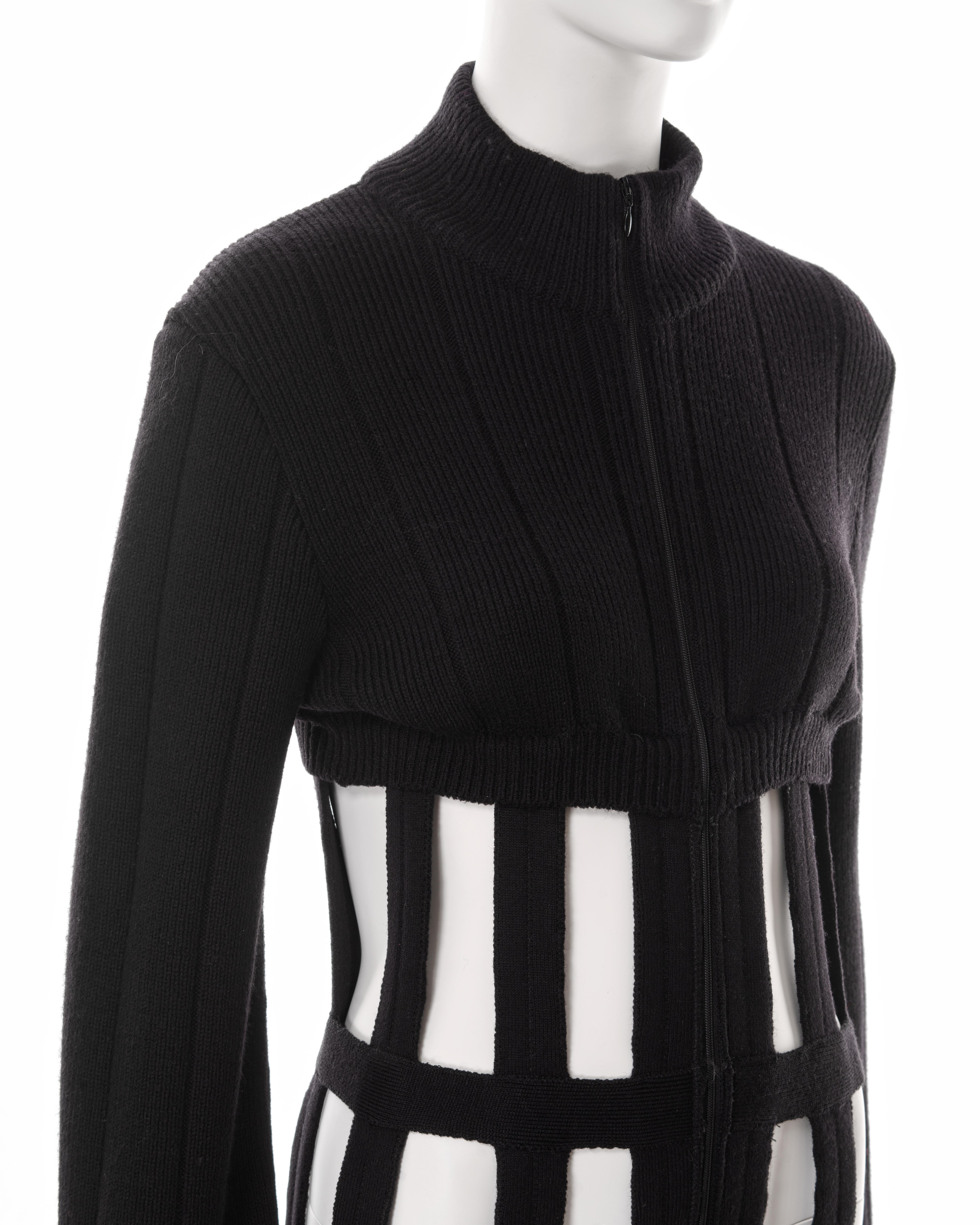 Jean Paul Gaultier Schwarzes Pulloverkleid aus gestrickter Wolle mit Korsett im Käfig, H/W 1989 im Angebot 3