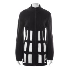 Jean Paul Gaultier black knitted wool caged corset sweater dress, fw 1989