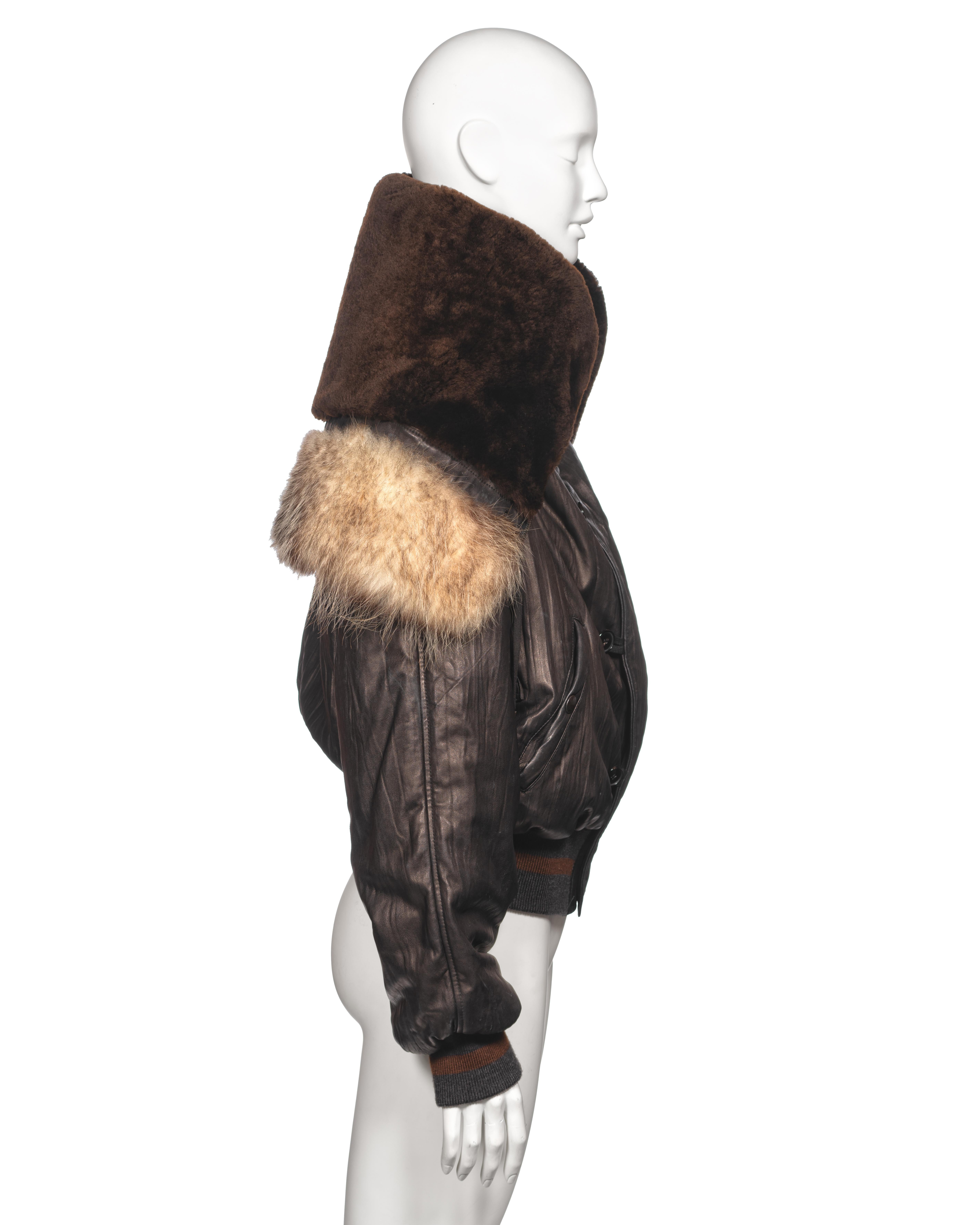 Jean Paul Gaultier - Blouson bombardier à capuche en cuir et peau de mouton, fw 2003 3
