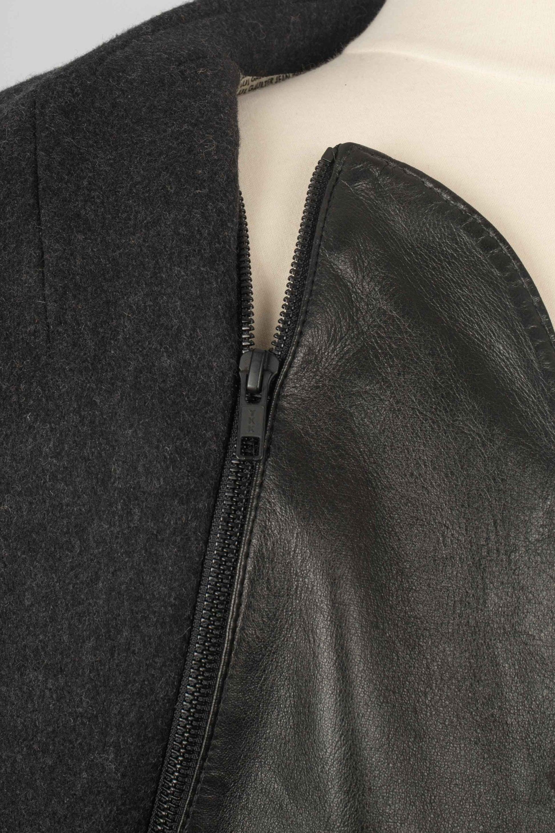 Jean-paul Gaultier Black Leather and Wool Tail Jacket for Men's 7