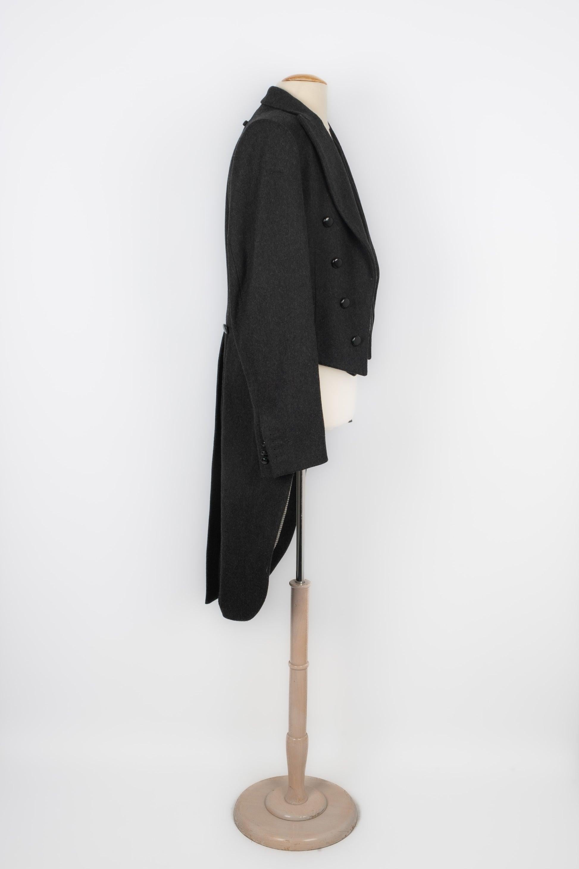 Jean-paul Gaultier Black Leather and Wool Tail Jacket for Men's 1