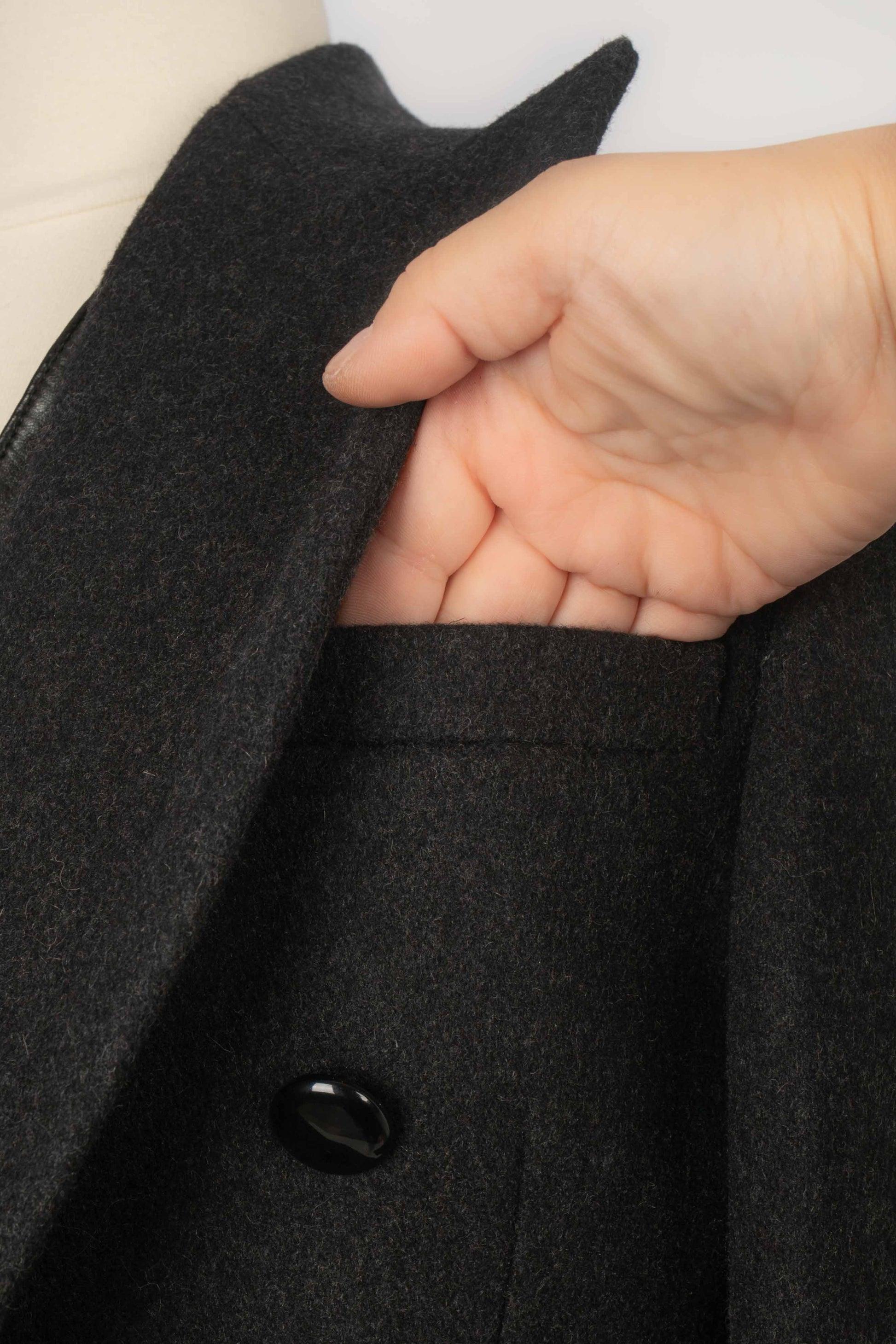 Jean-paul Gaultier Black Leather and Wool Tail Jacket for Men's 3
