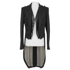 Jean-paul Gaultier Black Leather and Wool Tail Jacket for Men's