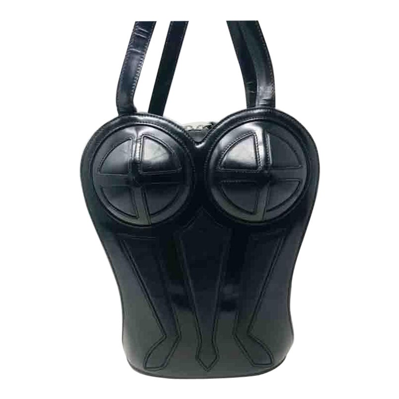 Jean Paul Gaultier Schwarzer Leder-Bustier-Korsett-Rucksack