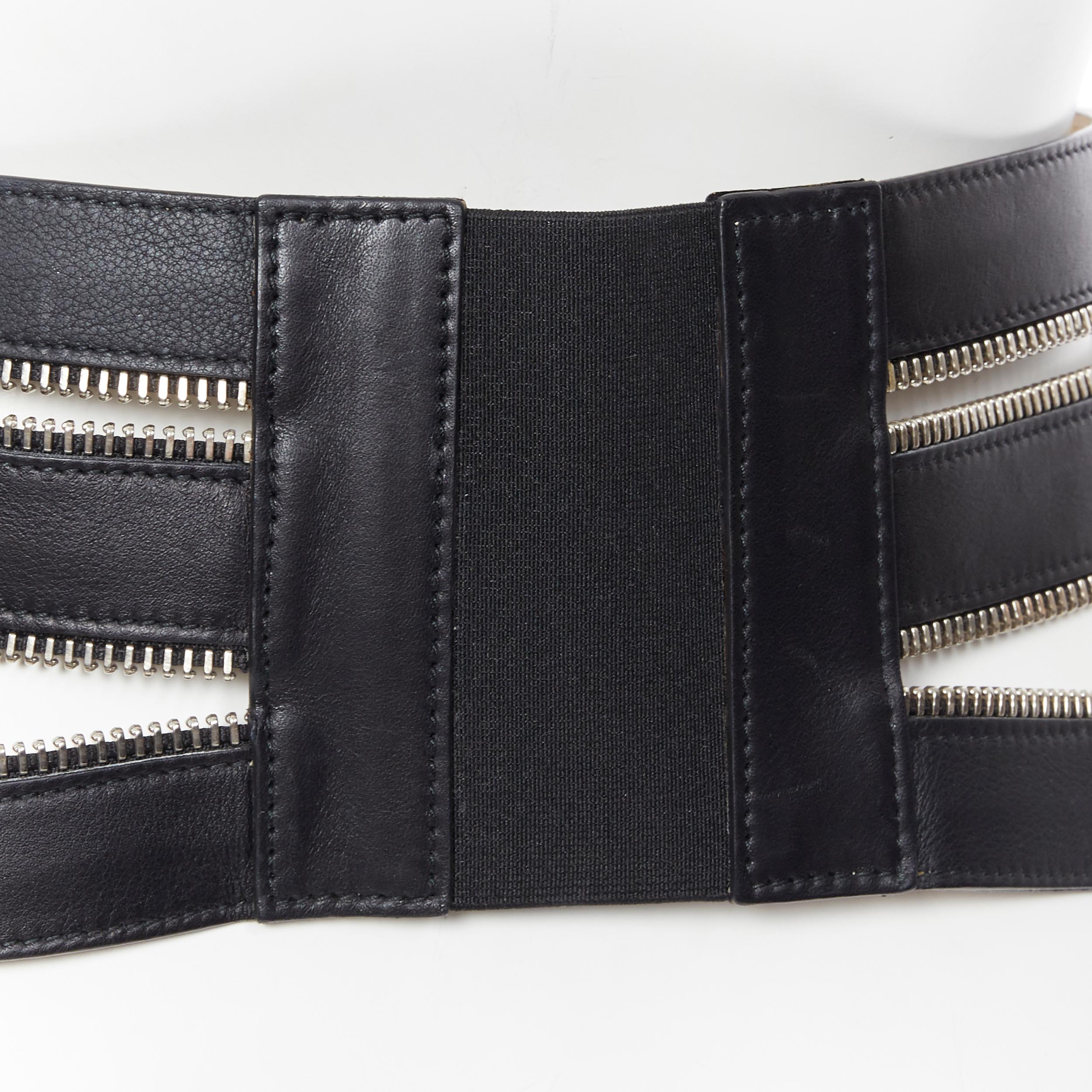 JEAN PAUL GAULTIER black leather elasticated zipper detail caged corset belt S 4