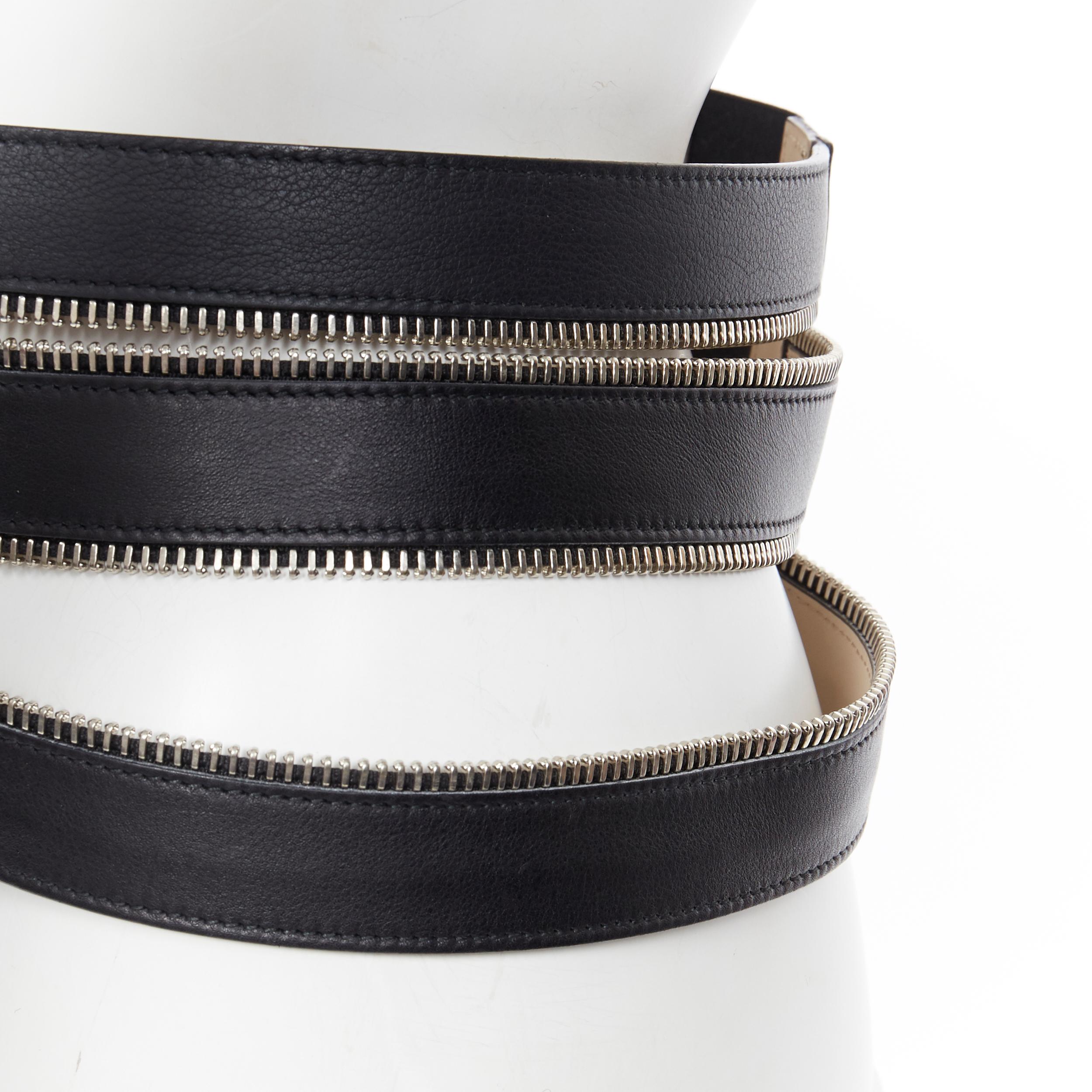 JEAN PAUL GAULTIER cinturón corsé enjaulado con detalle de cremallera elástica de cuero negro S 4