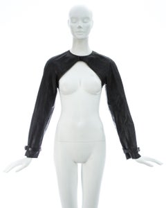 Jean Paul Gaultier black leather raglan sleeve cropped jacket, ca. 2001