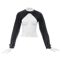 Jean Paul Gaultier black leather raglan sleeve cropped jacket, ca. 2001