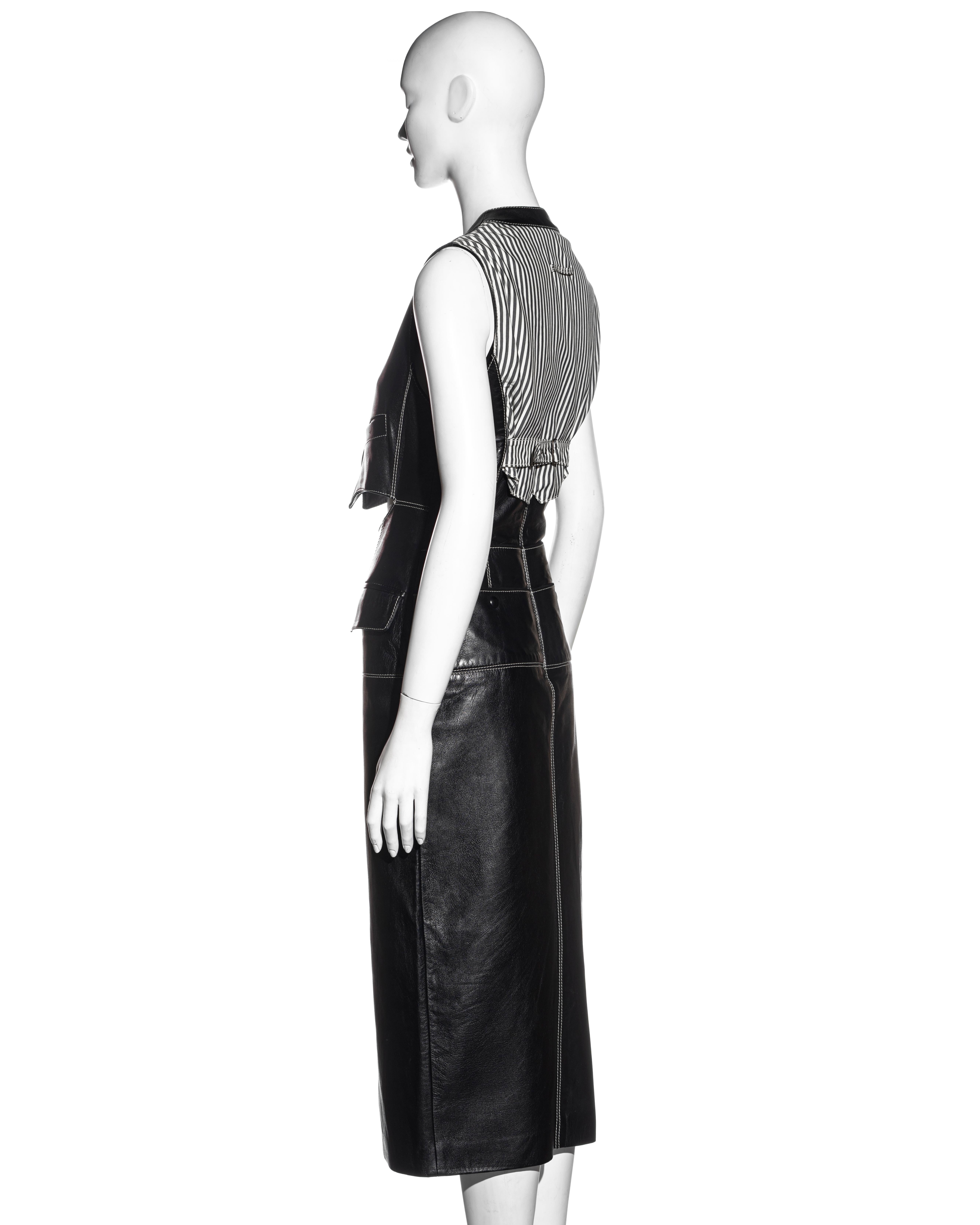 Jean Paul Gaultier black leather waistcoat dress, fw 1992 4