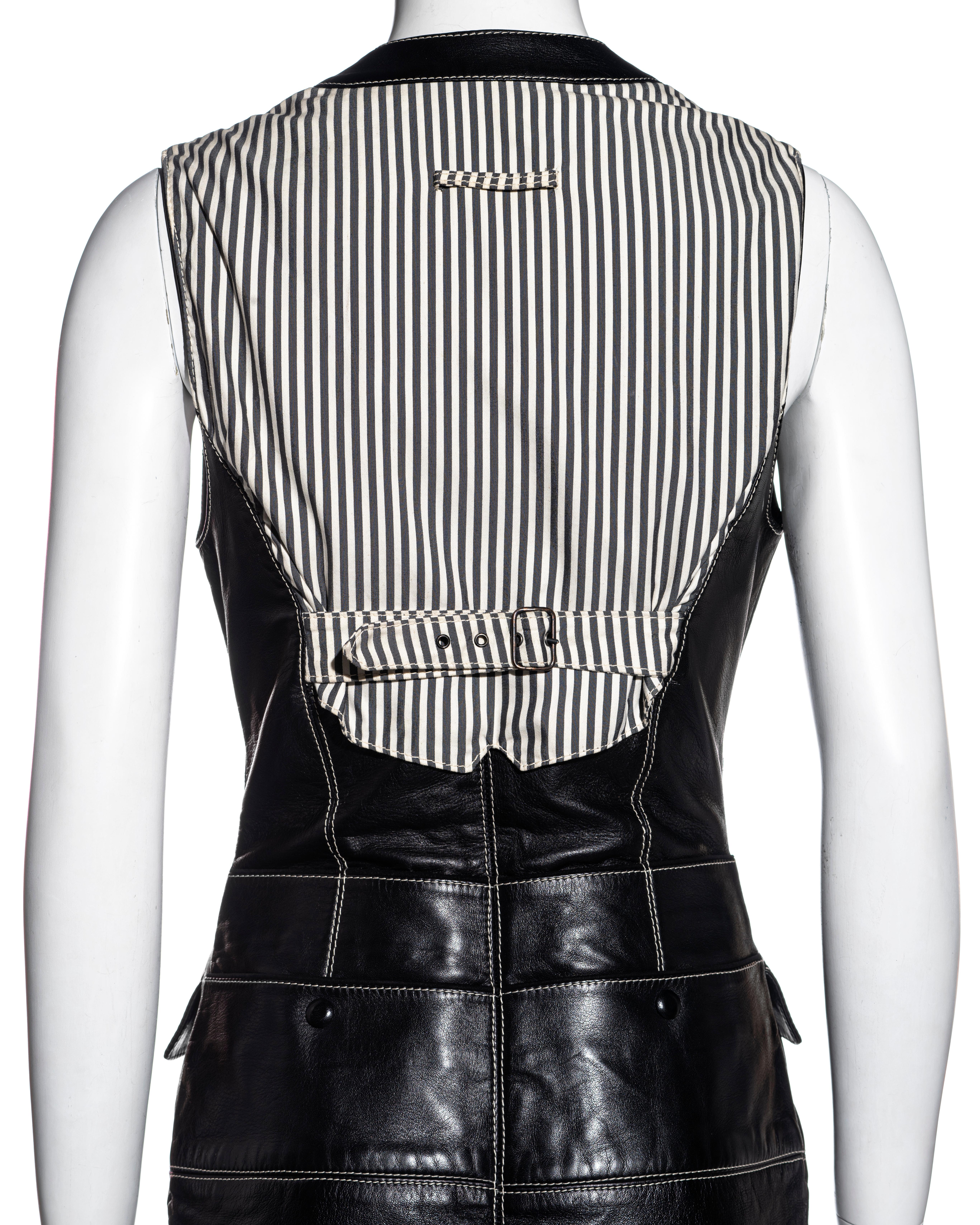 Jean Paul Gaultier black leather waistcoat dress, fw 1992 5