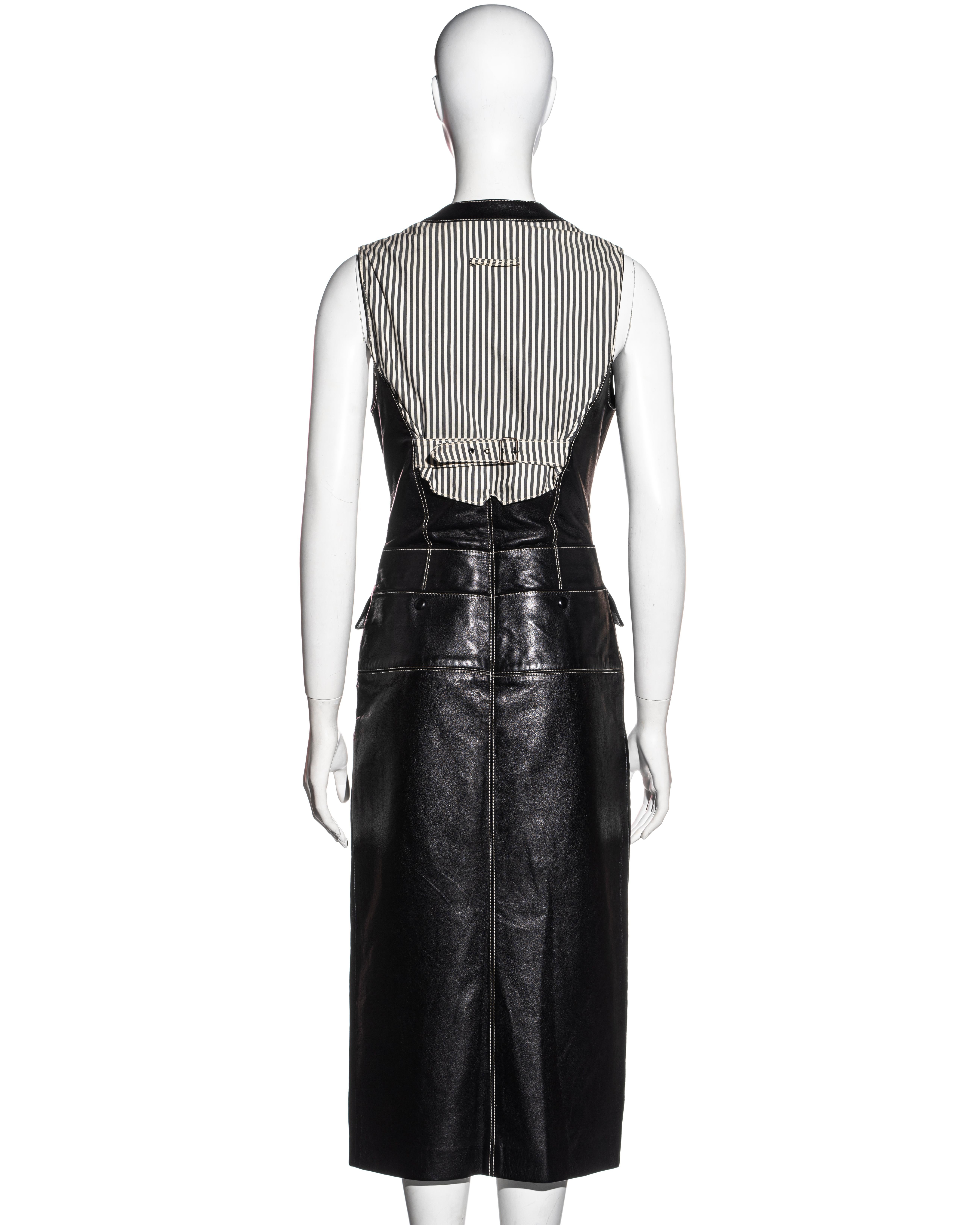 Jean Paul Gaultier black leather waistcoat dress, fw 1992 6