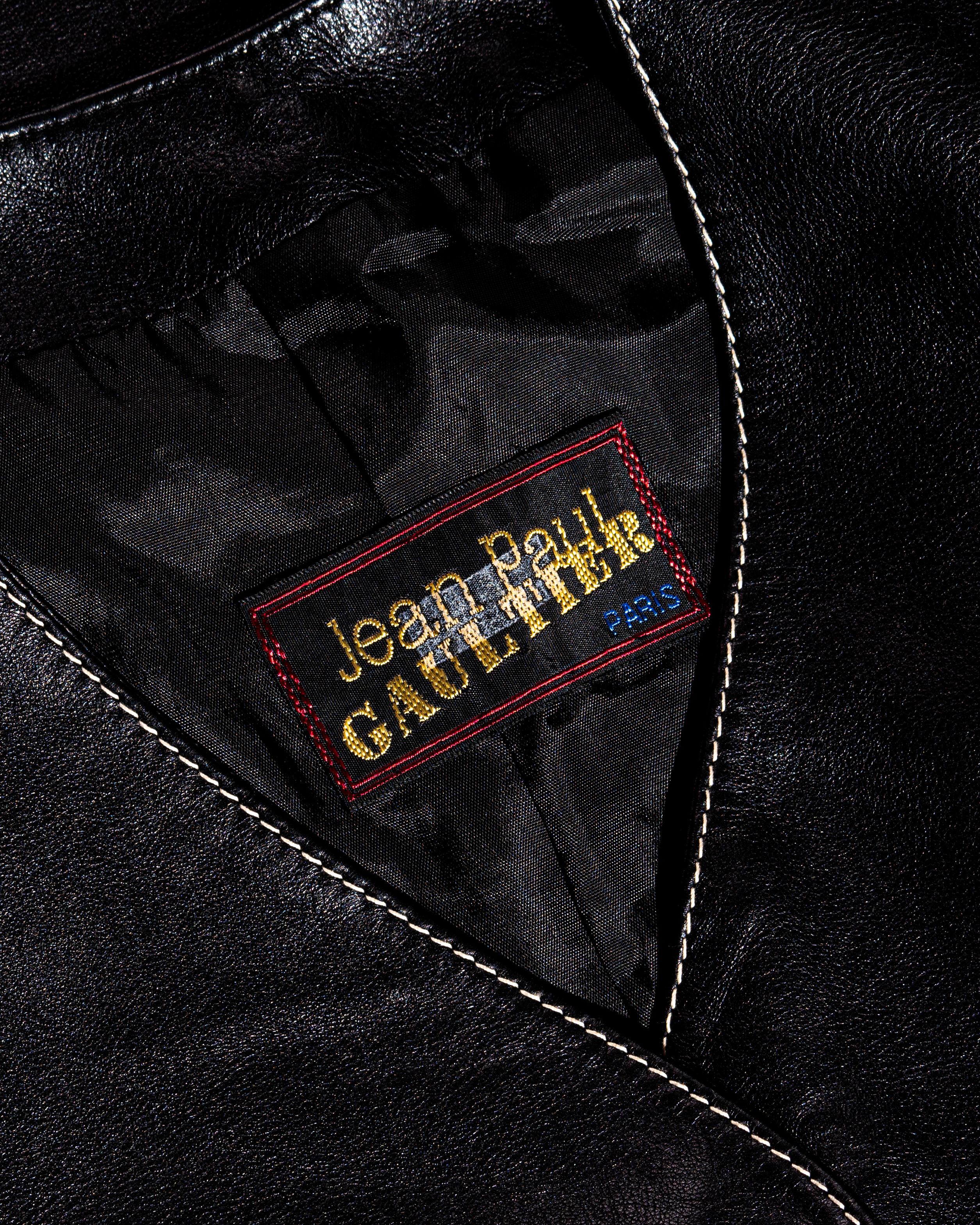Jean Paul Gaultier black leather waistcoat dress, fw 1992 8