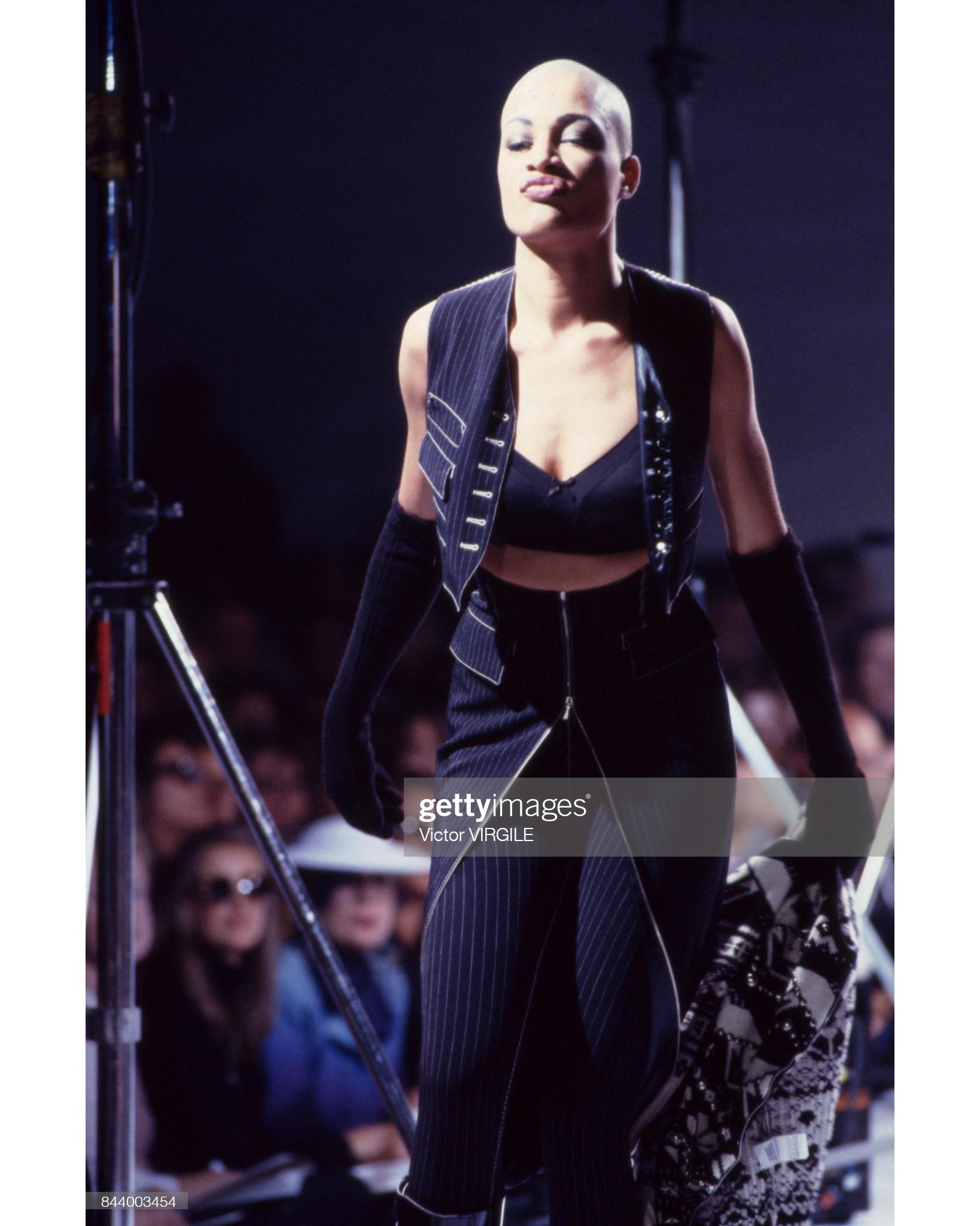 Jean Paul Gaultier black leather waistcoat dress, fw 1992 In Excellent Condition In London, GB