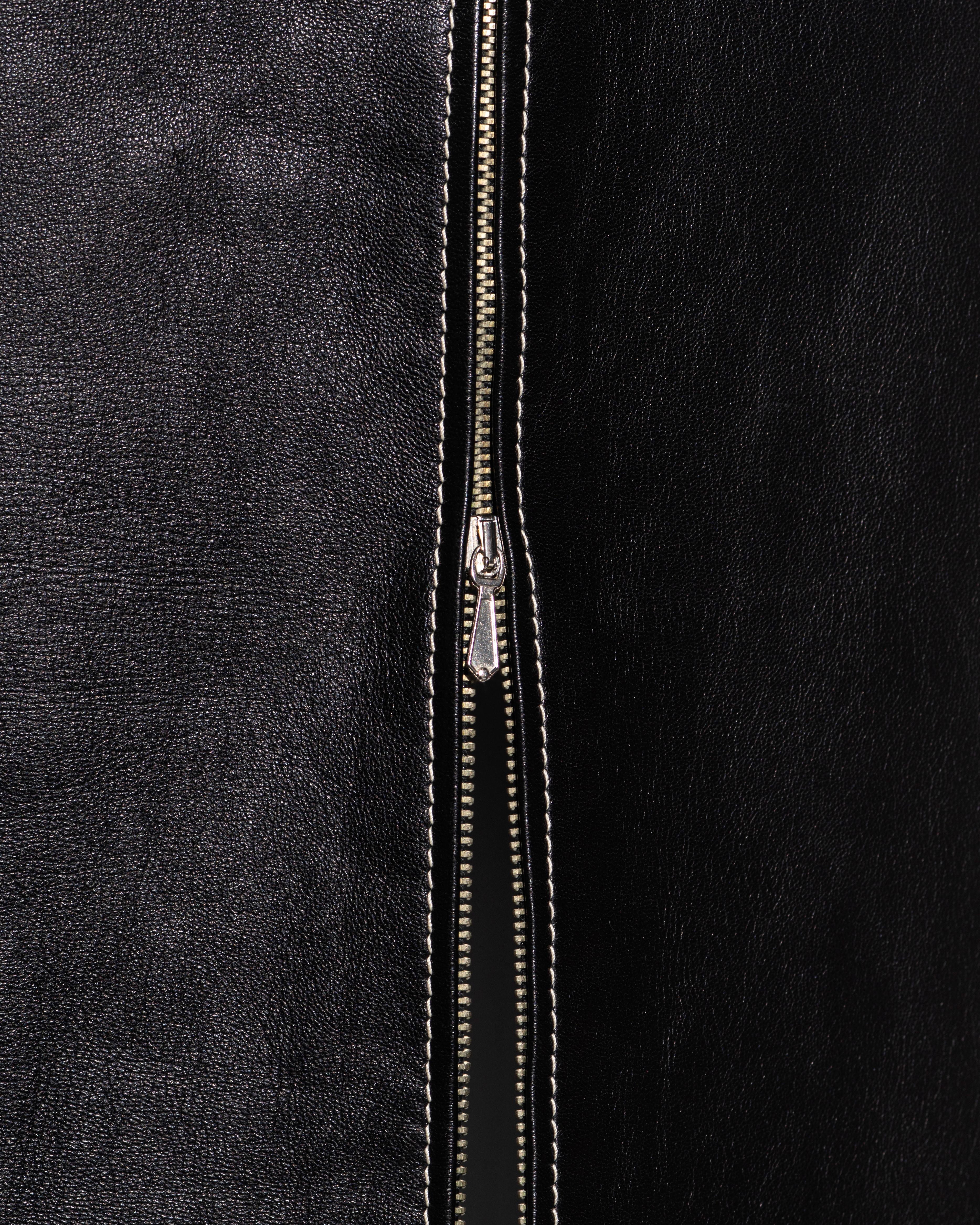 Jean Paul Gaultier black leather waistcoat dress, fw 1992 2