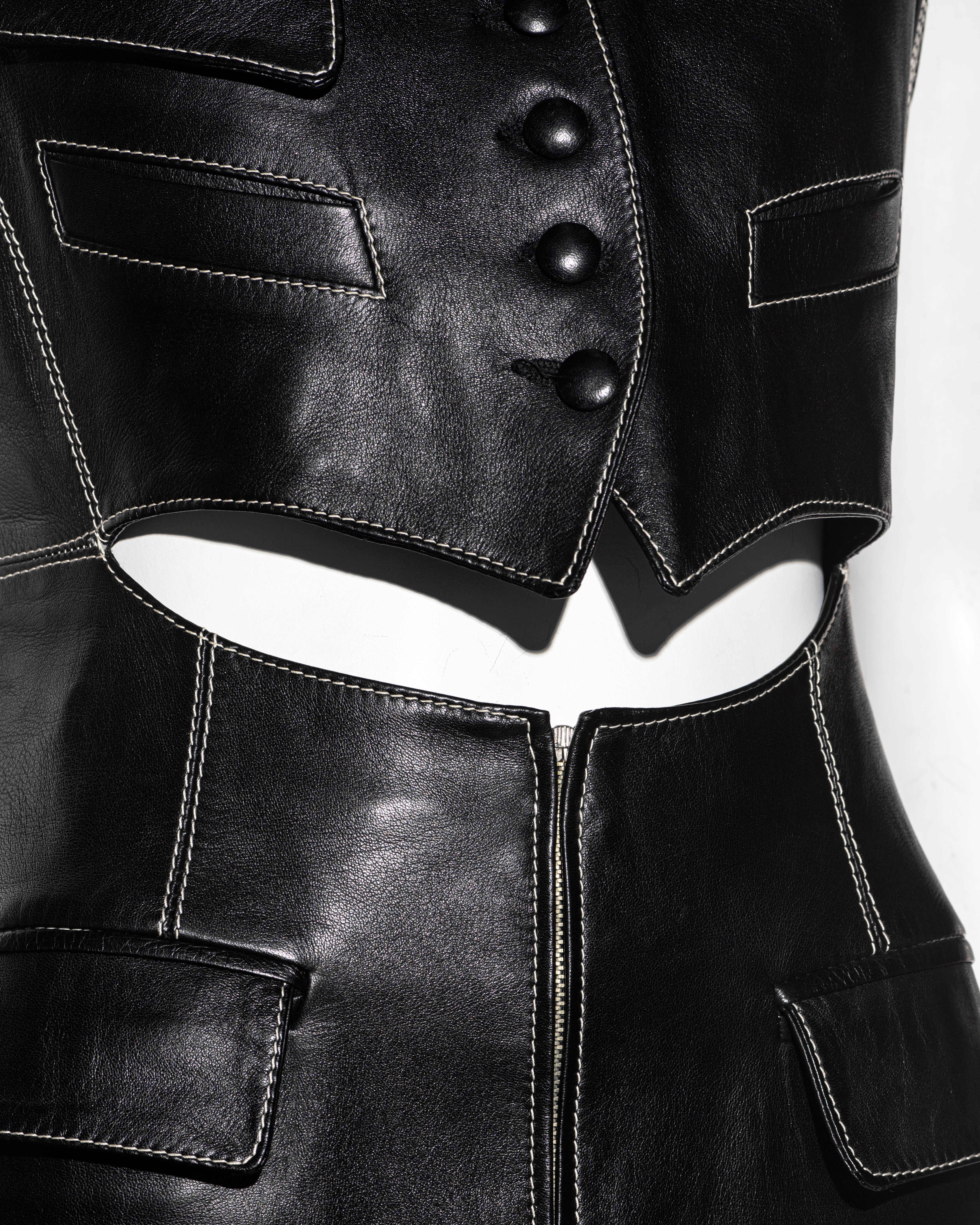 Jean Paul Gaultier black leather waistcoat dress, fw 1992 3