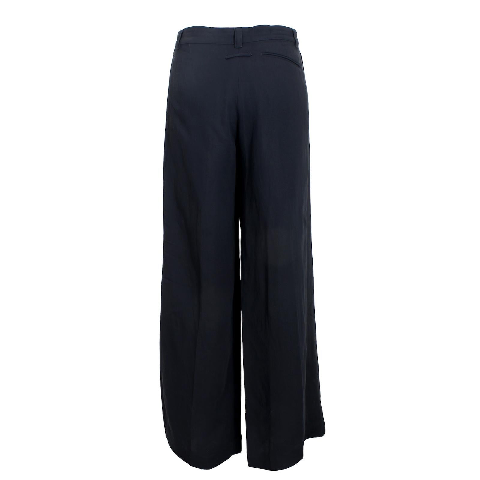 Jean Paul Gaultier Black Linen Evening Palazzo Pants In Excellent Condition For Sale In Brindisi, Bt