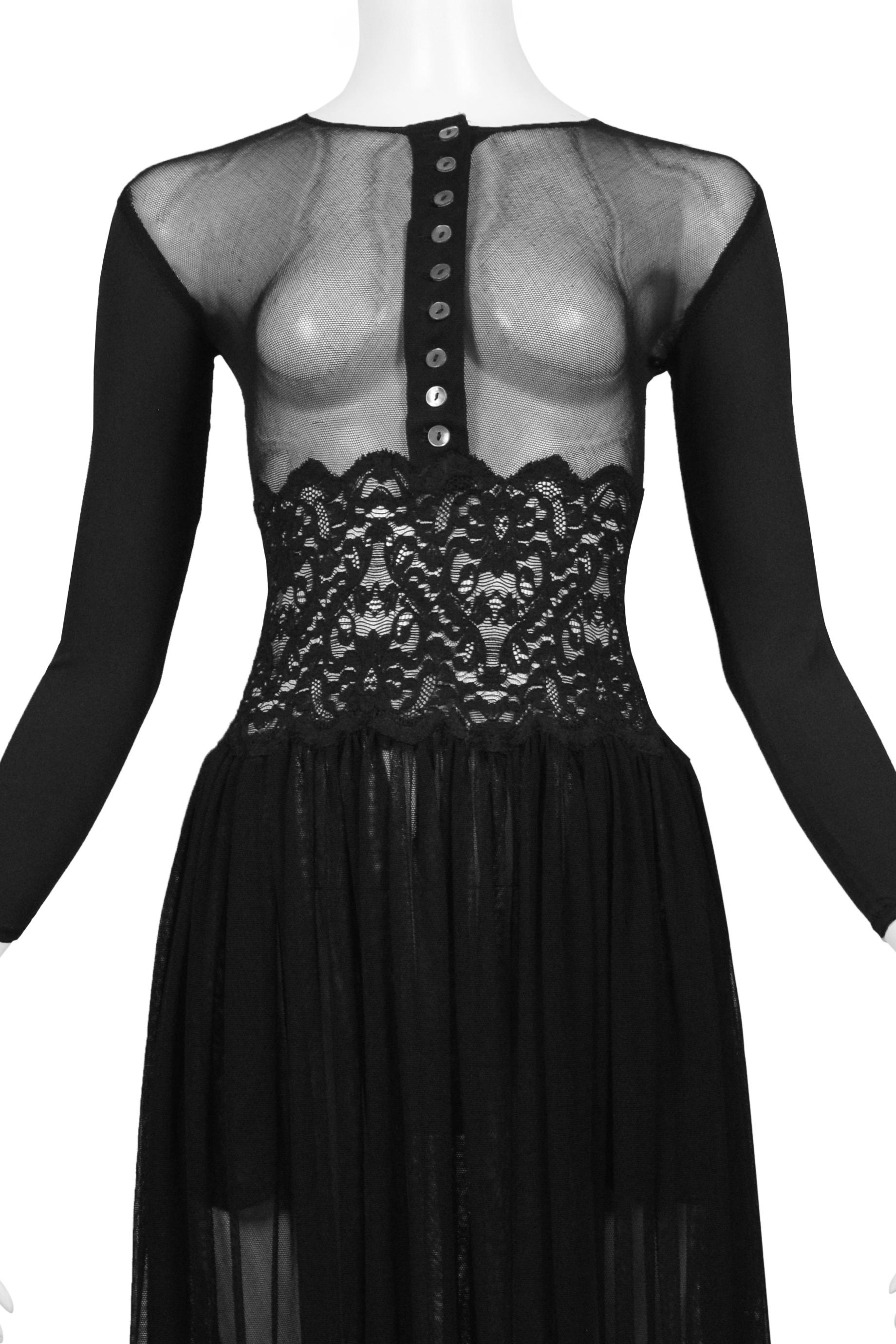 Jean Paul Gaultier Black Mesh, Lace And Tulle Ballet Dress 1988 In Excellent Condition For Sale In Los Angeles, CA