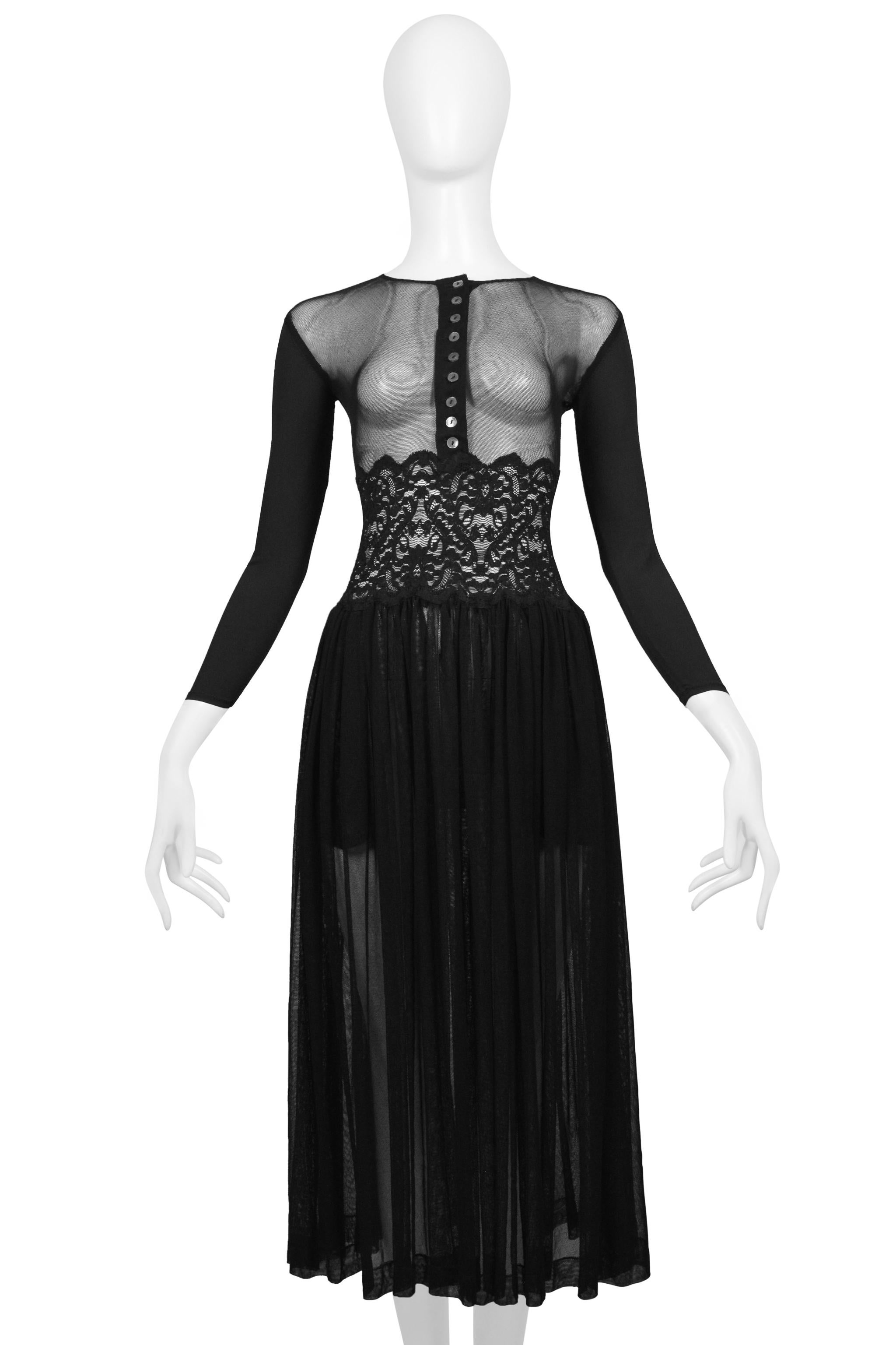 Jean Paul Gaultier Vestido de ballet negro de malla, encaje y tul 1988 en venta