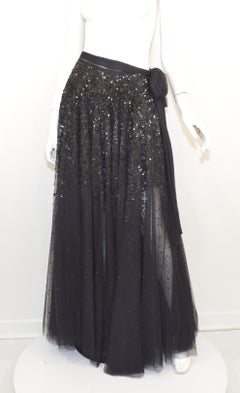 Jean Paul Gaultier Black Mesh Skirt with Star Sequins