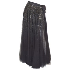 Jean Paul Gaultier Black Mesh Skirt with Star Sequins