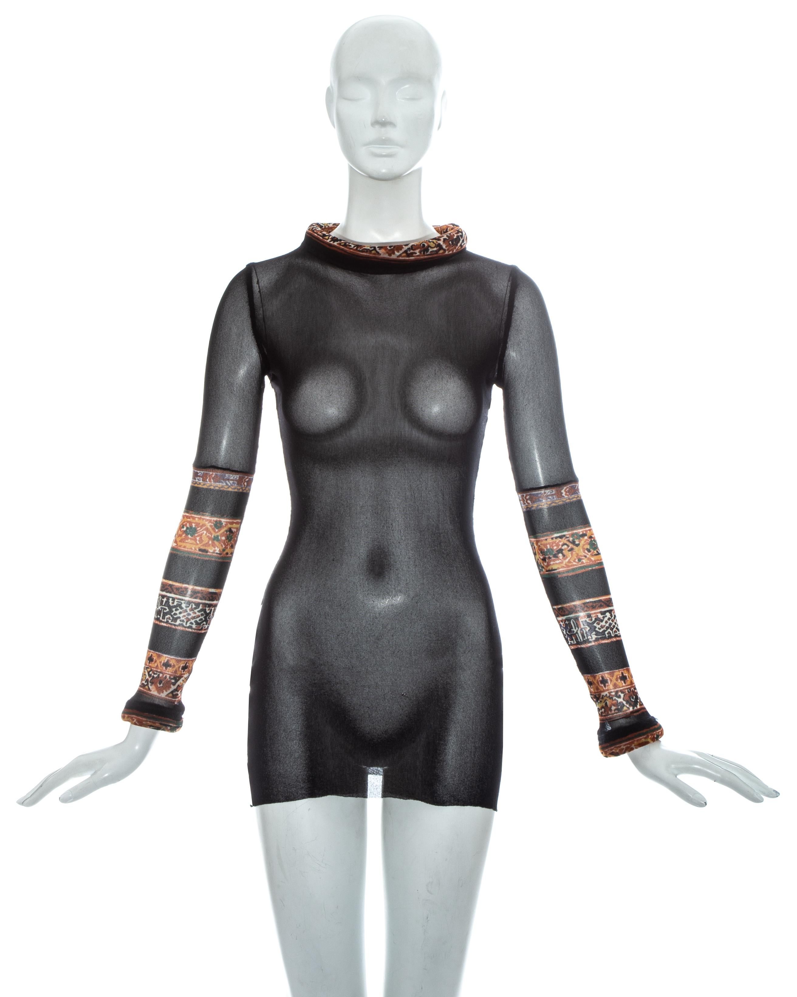 Jean Paul Gaultier black mesh sweater with tubular neck and cuffs.

Fall-Winter 1999