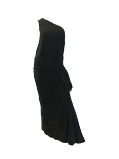 Jean Paul Gaultier black one shoulder gown with attached pouch