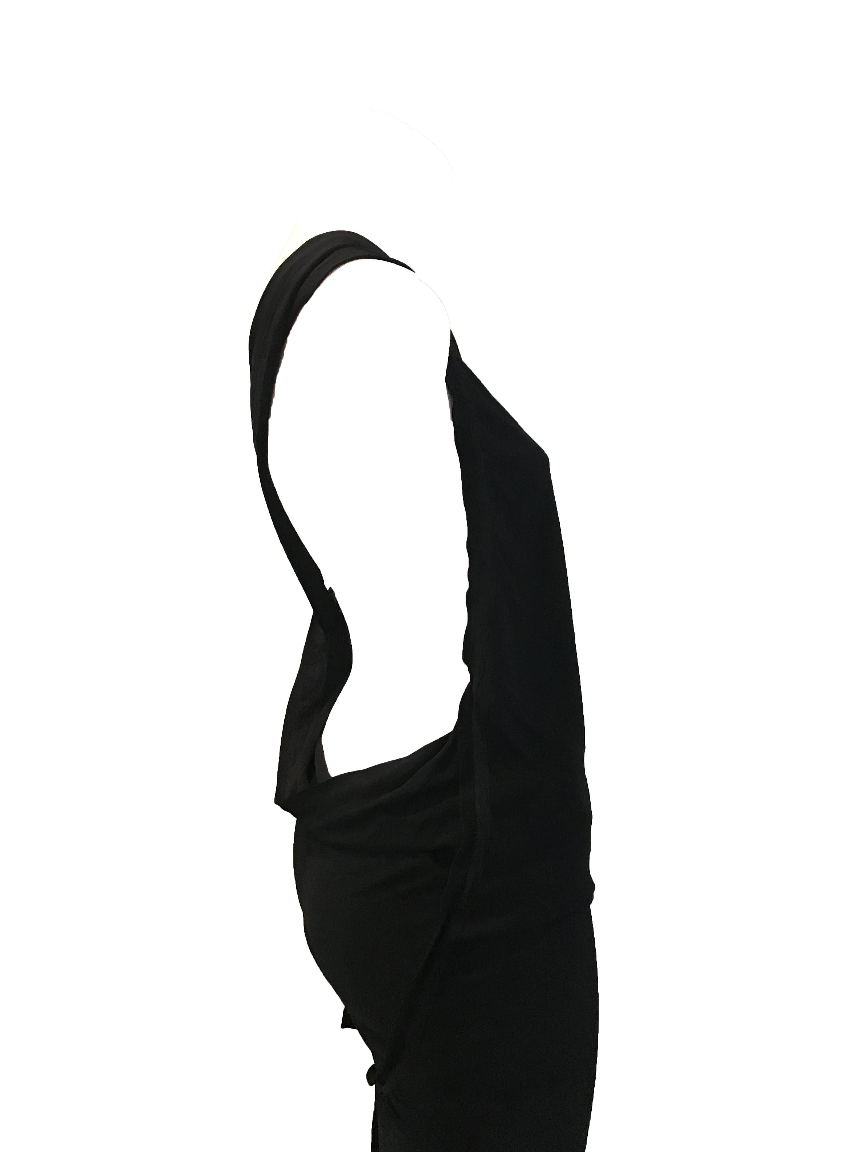 Women's Jean Paul Gaultier black one shoulder gown with attached pouch For Sale