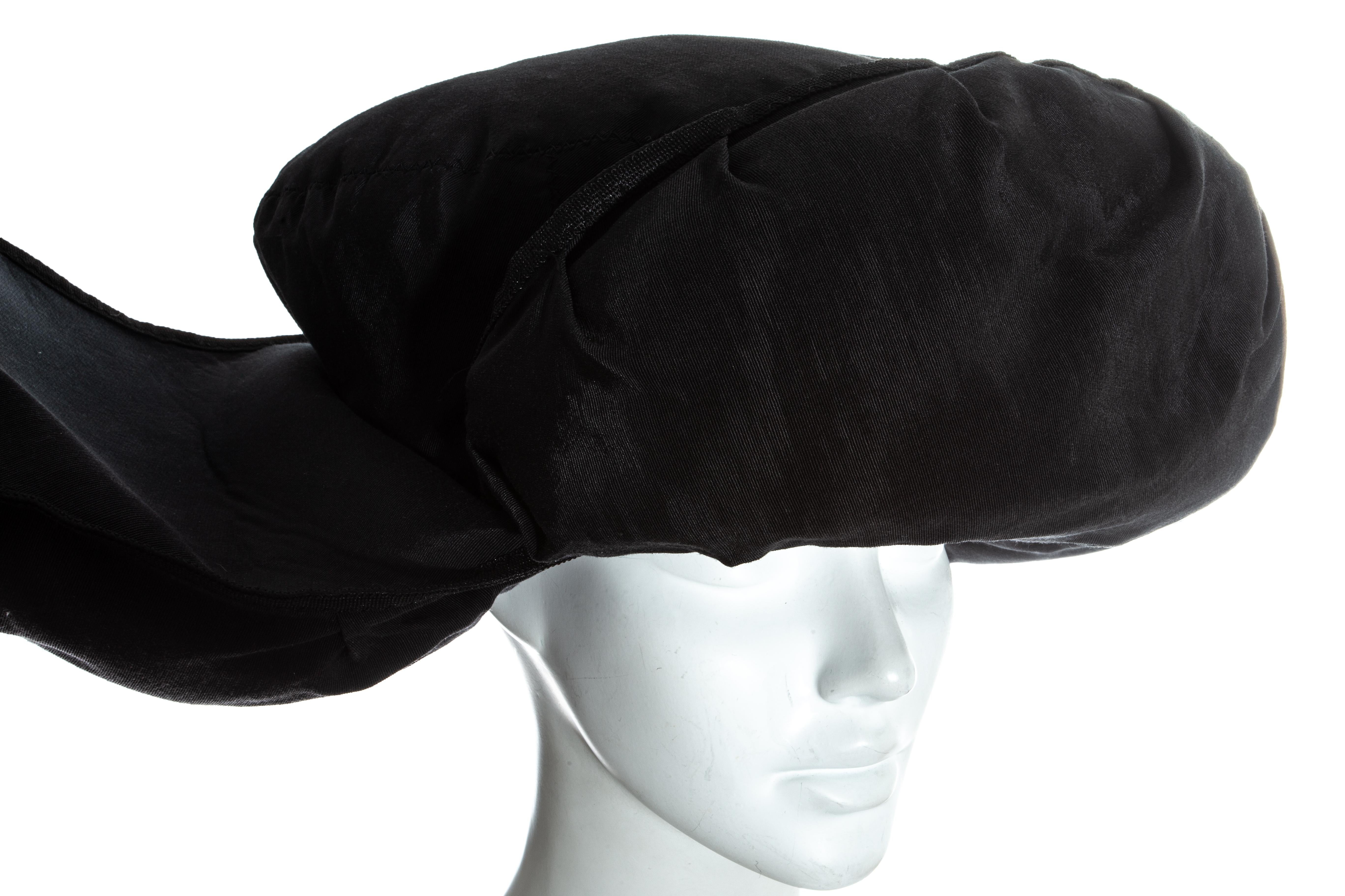 Black Jean Paul Gaultier black oversized puffer trapper hat, fw 1993