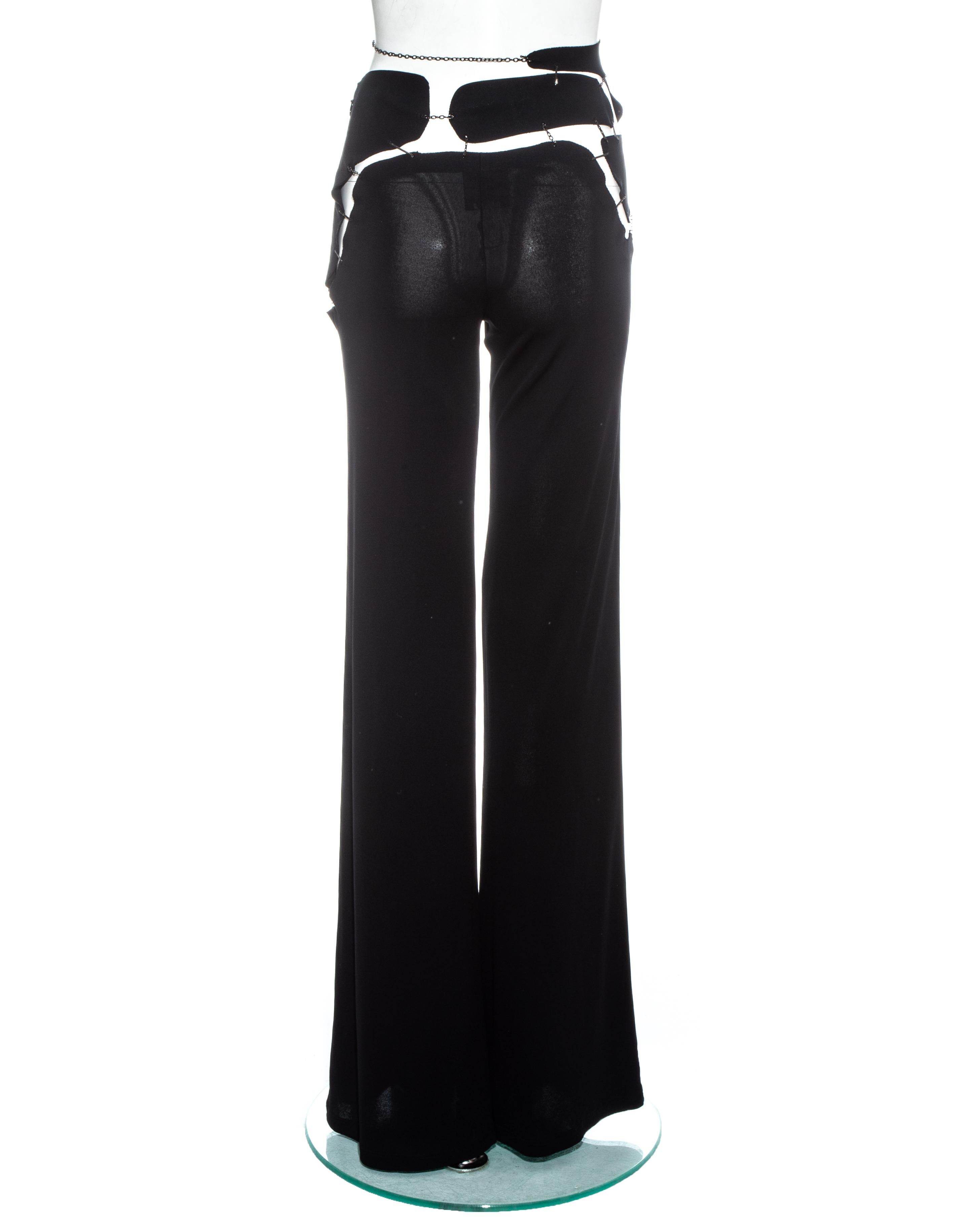 Jean Paul Gaultier black patchwork and chain flared pants, ss 2003 In Excellent Condition In London, GB