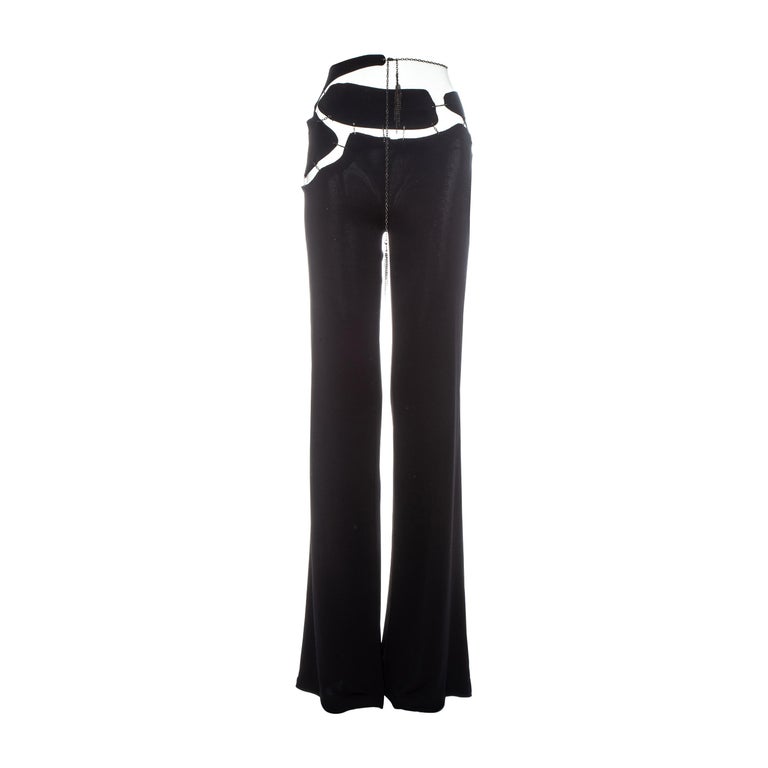 Jean Paul Gaultier black patchwork and chain flared pants, ss 2003 