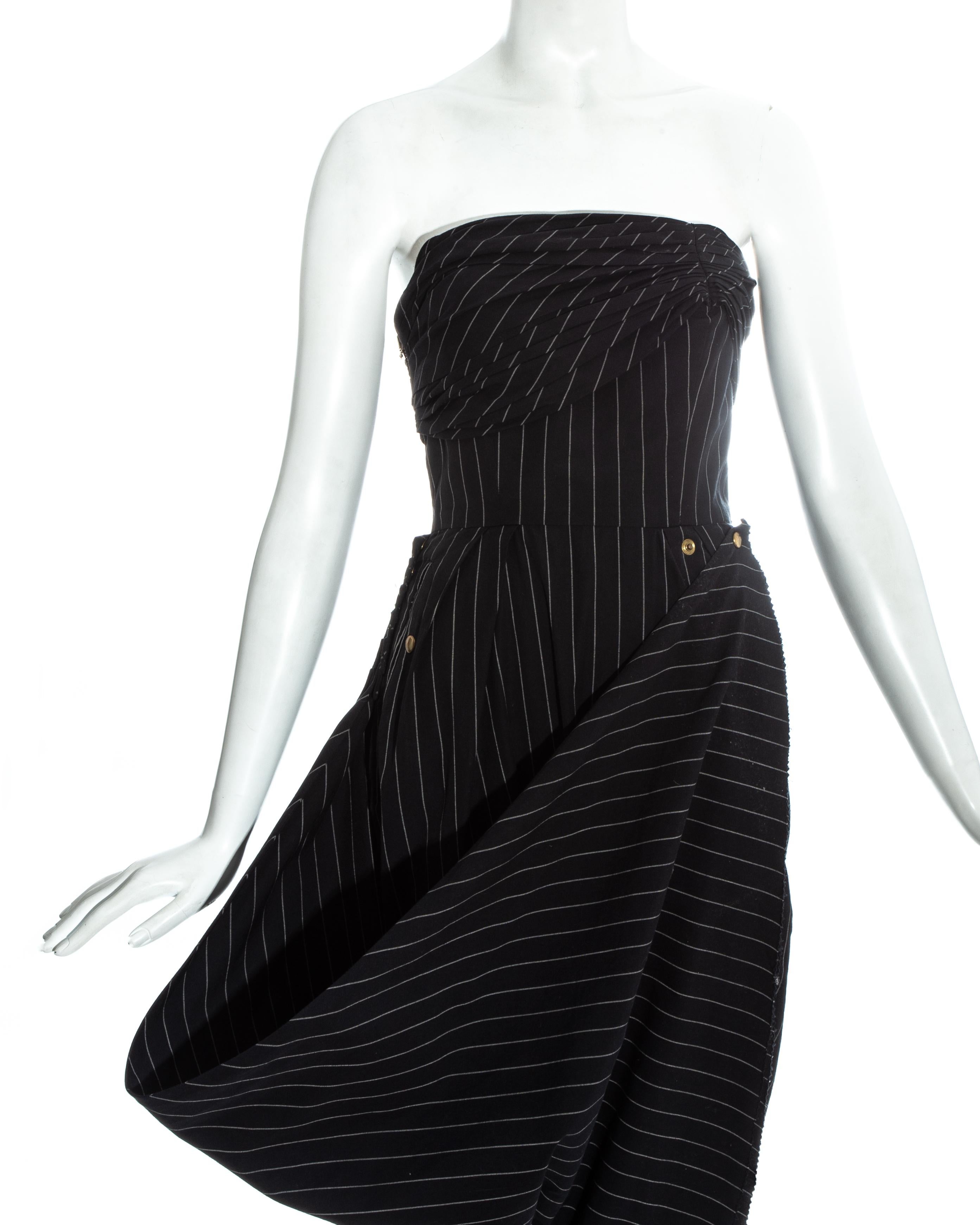 strapless pinstripe dress