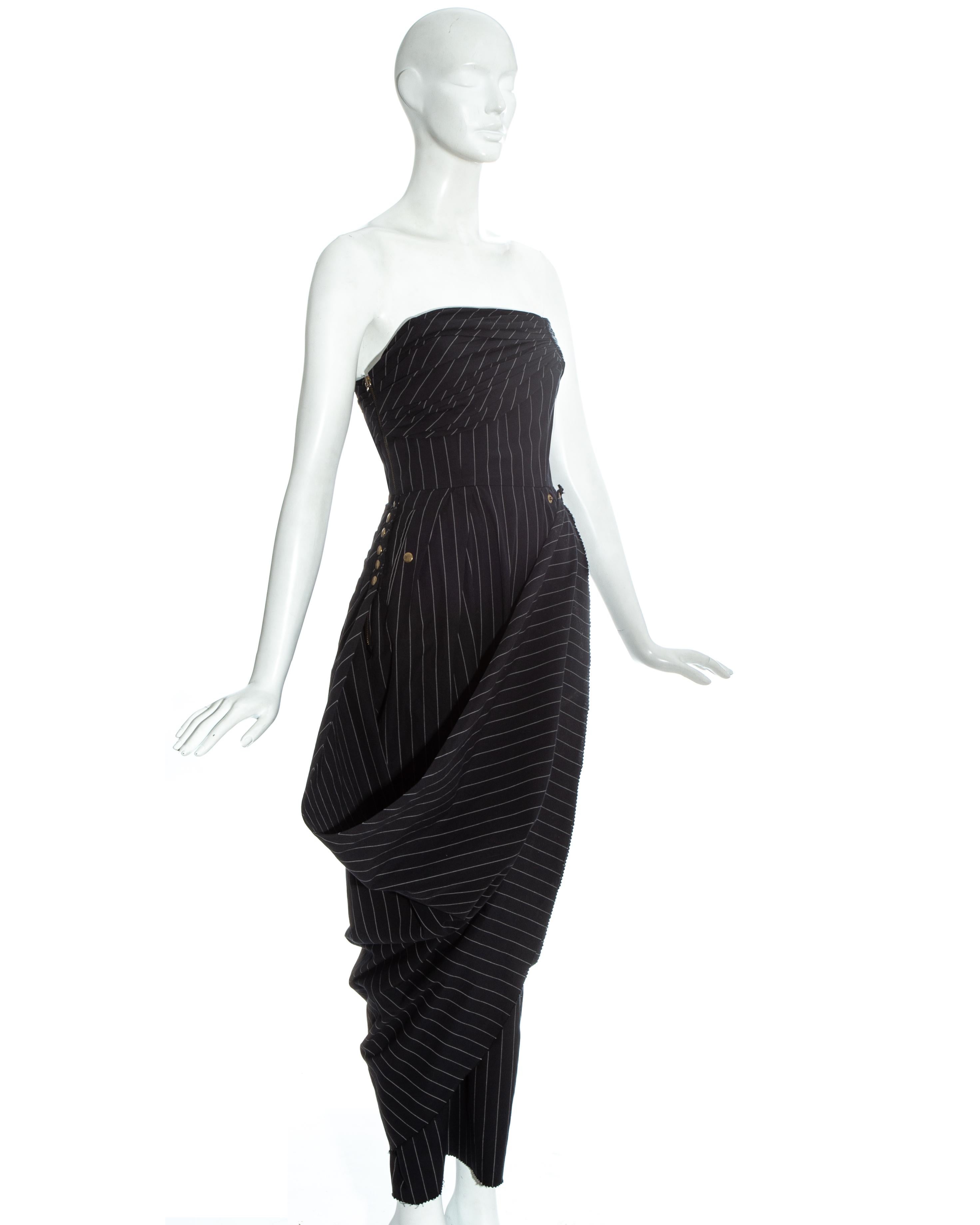 pinstripe strapless dress