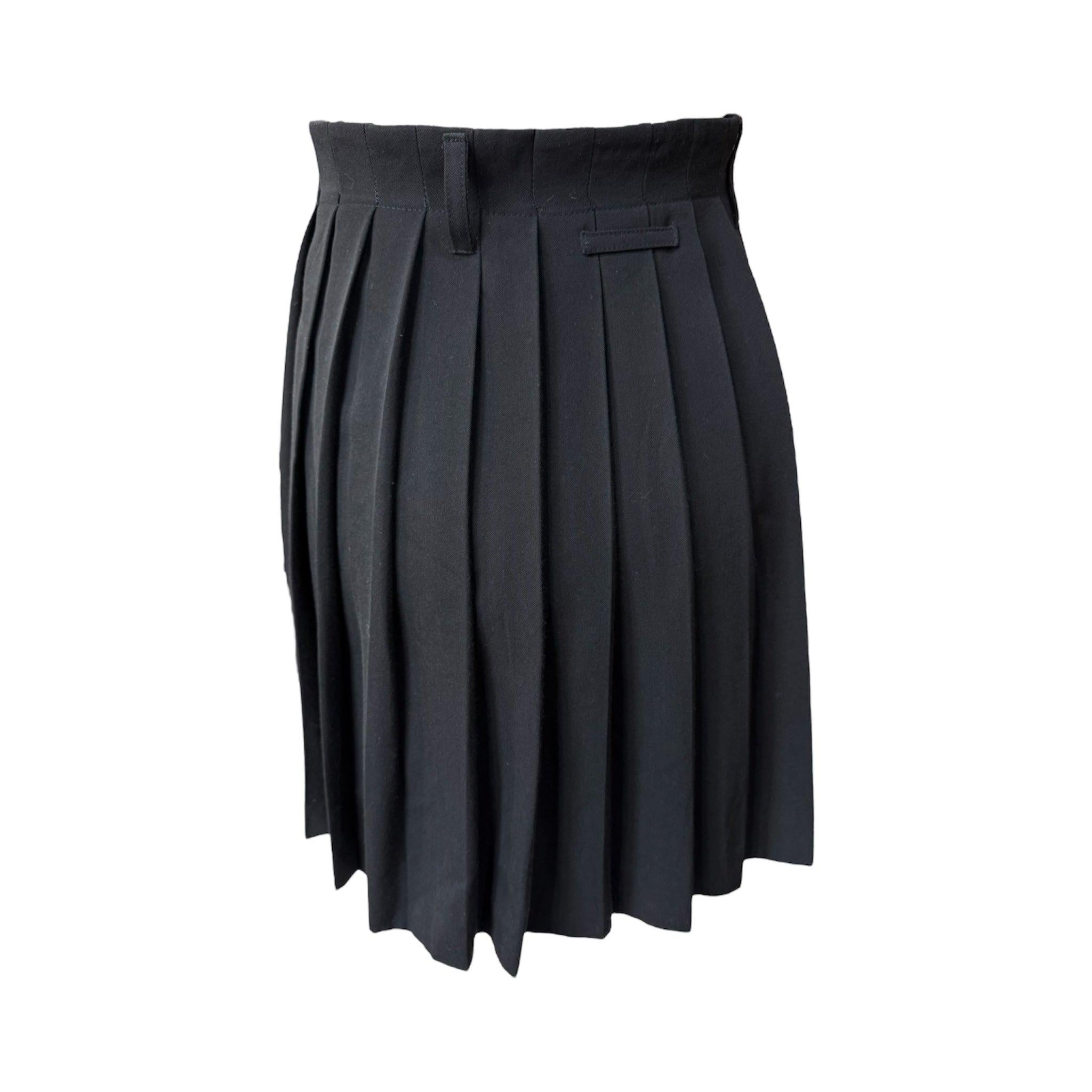 Jean Paul Gaultier Black Pleated Mini Skirt with Ties, 2000s In Excellent Condition For Sale In Los Angeles, CA
