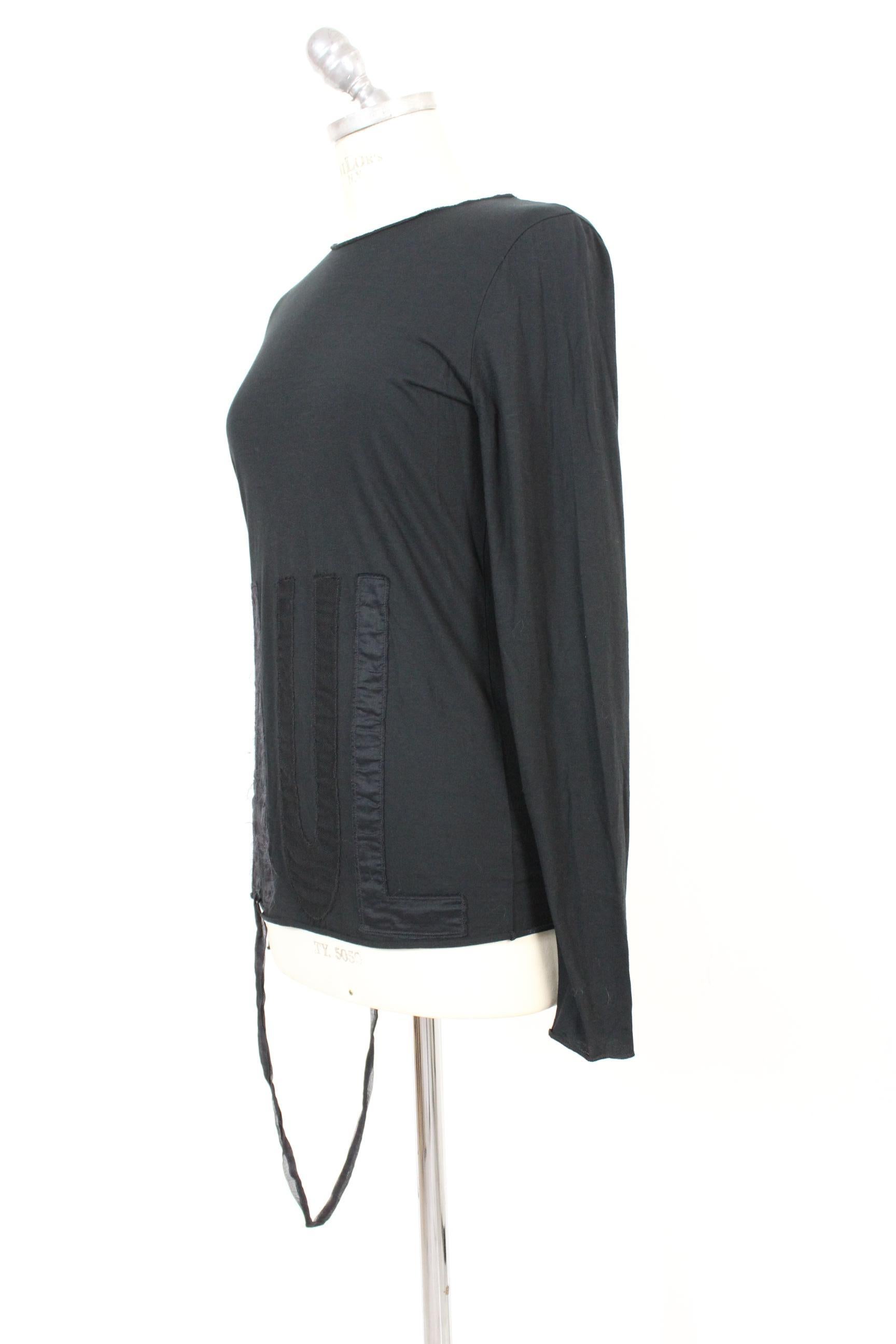 Jean Paul Gaultier Black Rayon Monogram Evening Long Shirt 1990s Waist Coulisse In Excellent Condition In Brindisi, Bt