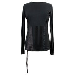 Vintage Jean Paul Gaultier Black Rayon Monogram Evening Long Shirt 1990s Waist Coulisse