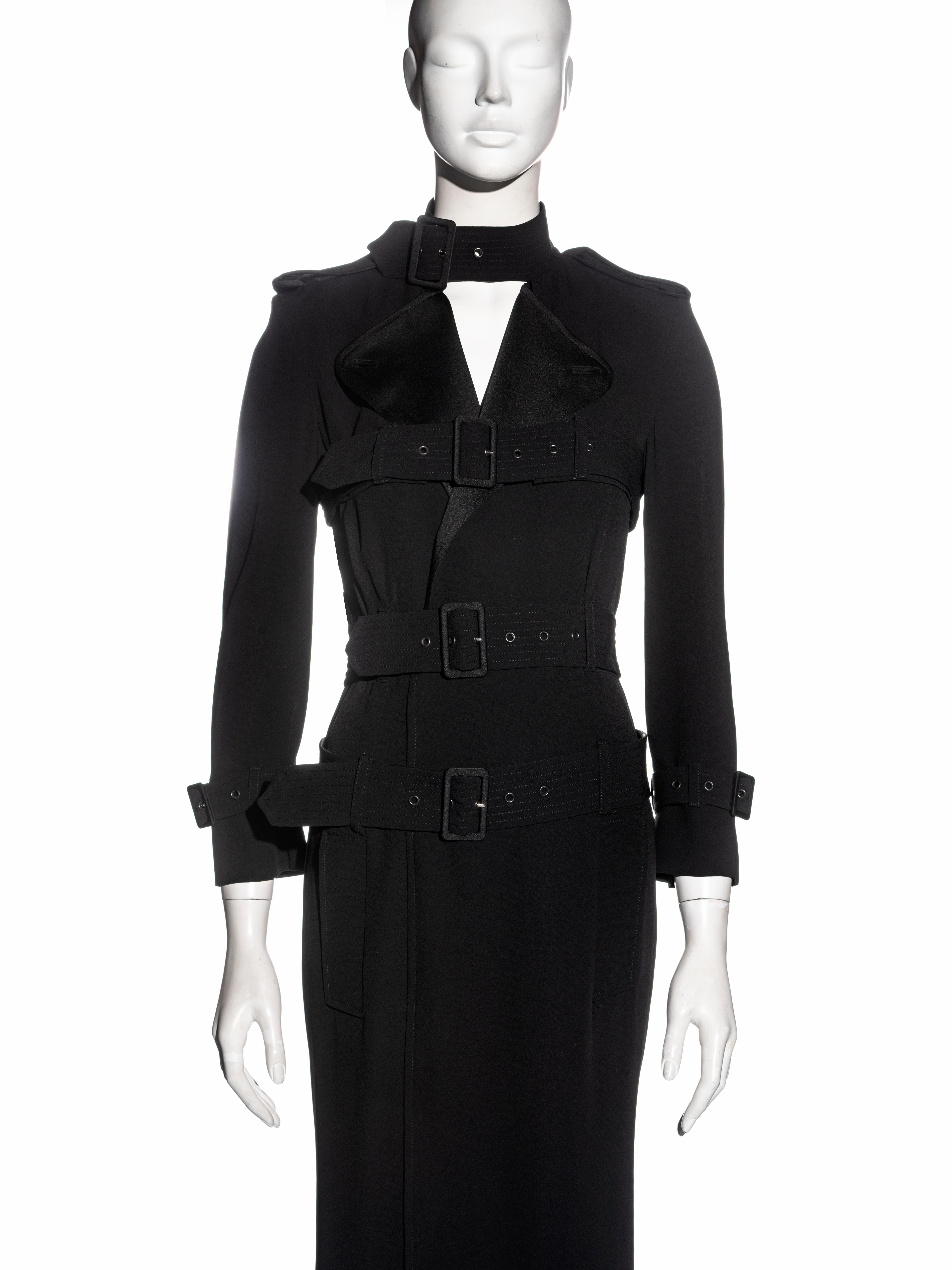 Black Jean Paul Gaultier black rayon shirt dress with bondage belts, fw 2009 For Sale