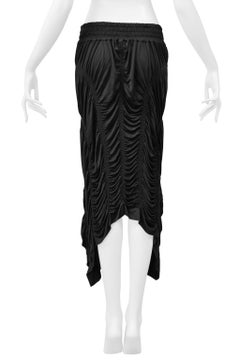 Jean Paul Gaultier - Jupe parachute froncée en jersey de satin noir