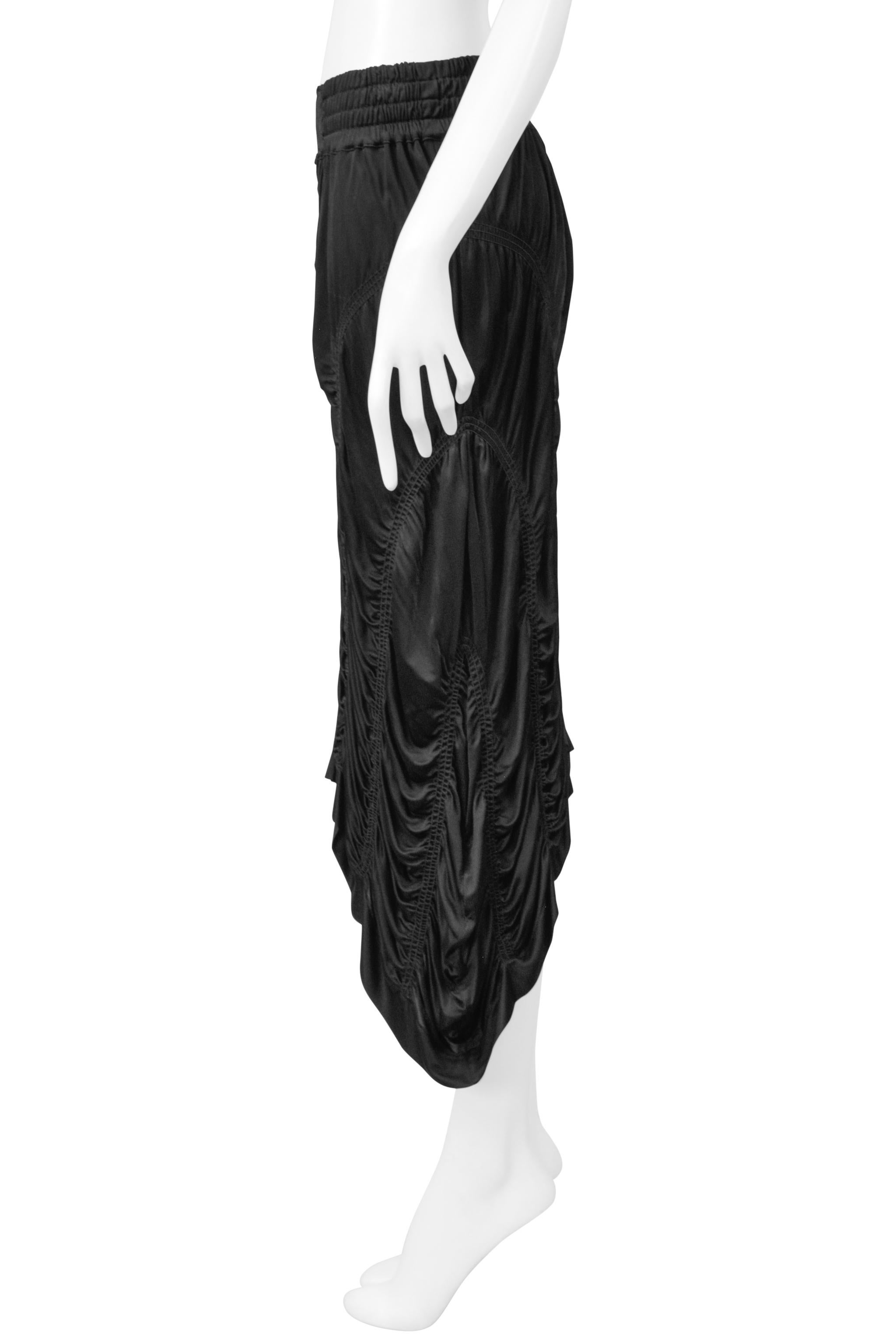 Jean Paul Gaultier Black Satin Jersey Ruched Parachute Skirt For Sale 2