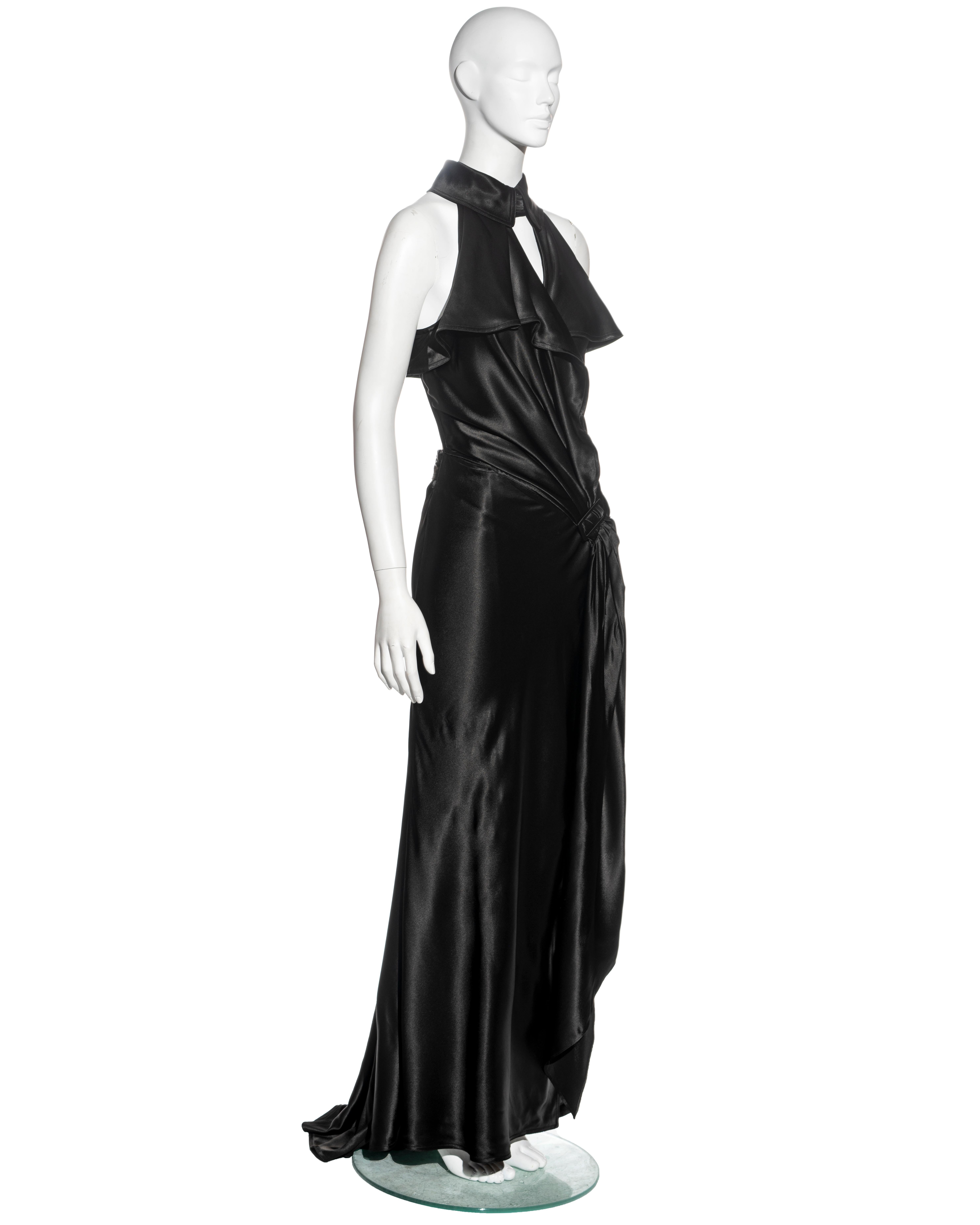 Jean Paul Gaultier black satin trench-style evening wrap dress, fw 2008 In Excellent Condition For Sale In London, GB