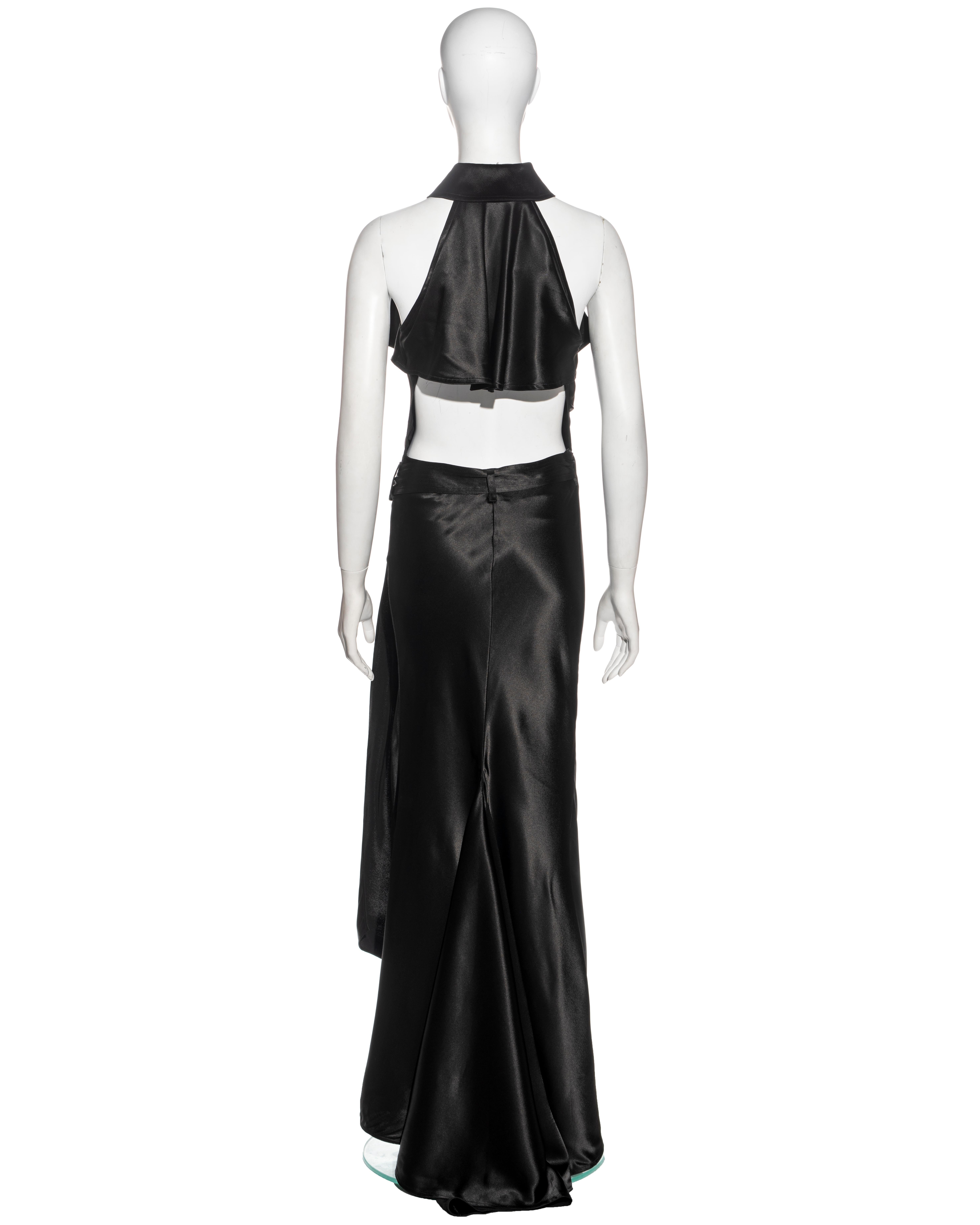 Jean Paul Gaultier black satin trench-style evening wrap dress, fw 2008 For Sale 1