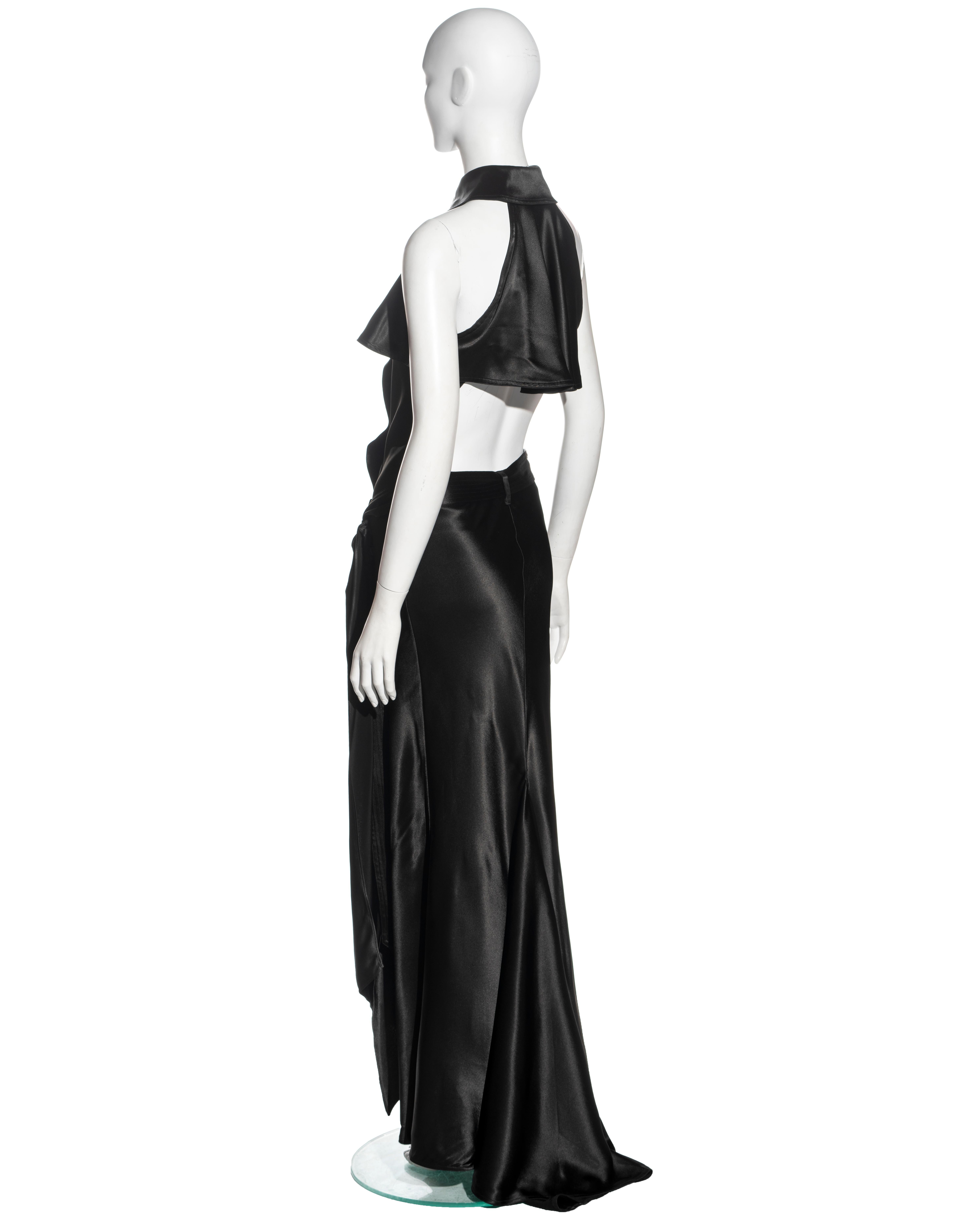 Jean Paul Gaultier black satin trench-style evening wrap dress, fw 2008 For Sale 2
