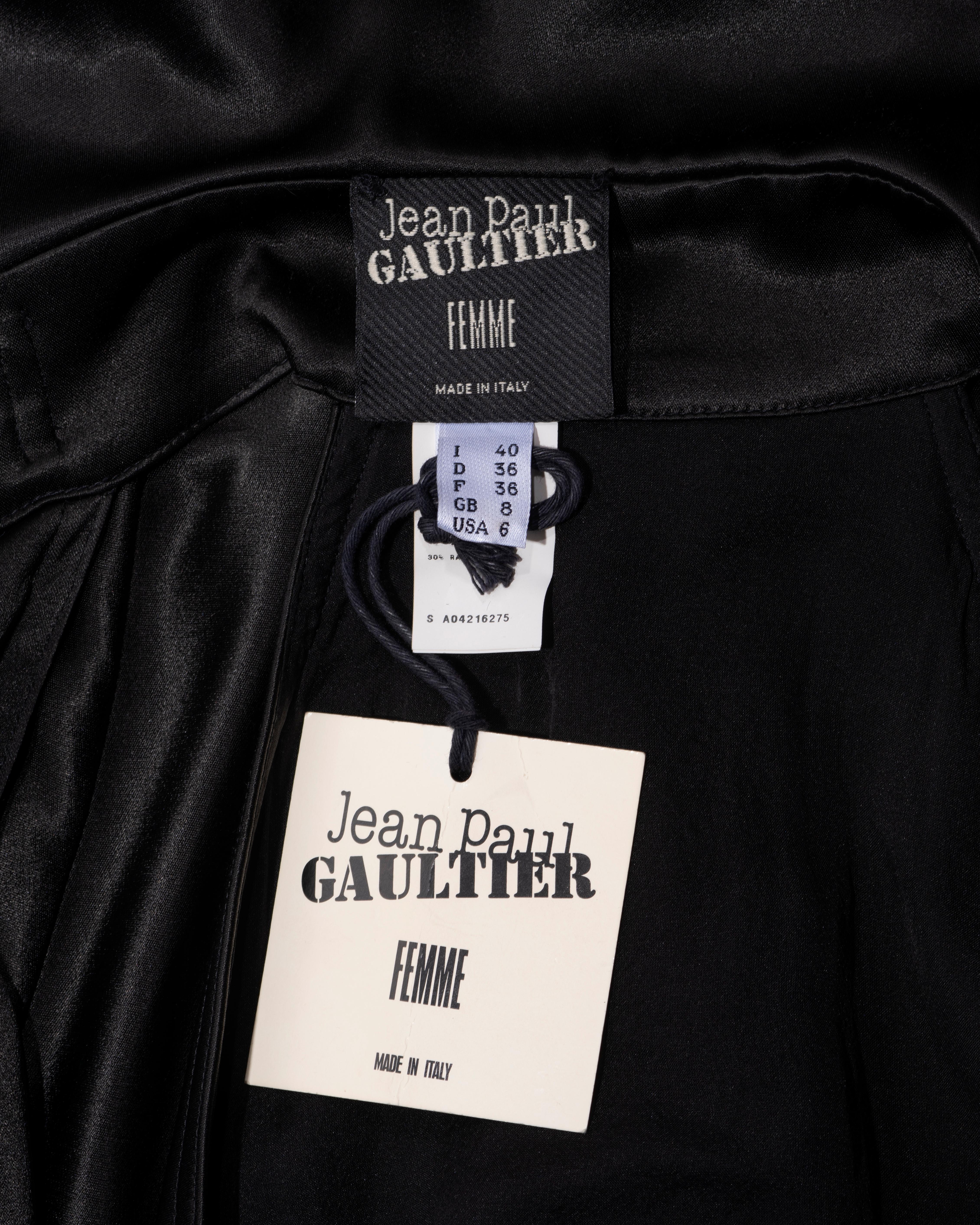 Jean Paul Gaultier black satin trench-style evening wrap dress, fw 2008 2