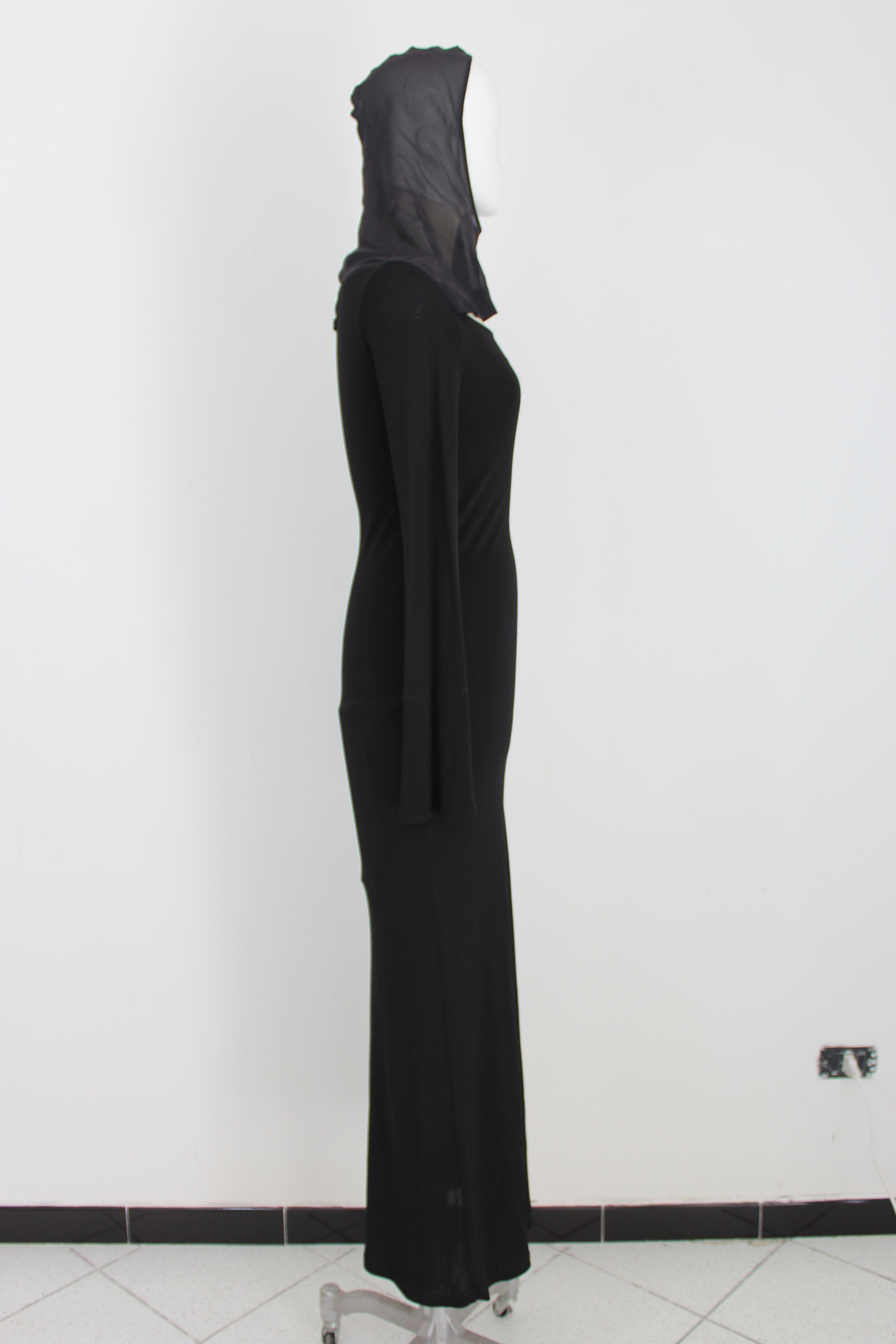 Jean Paul Gaultier Black Silk Bodycon Long Evening Dress 2000s  1