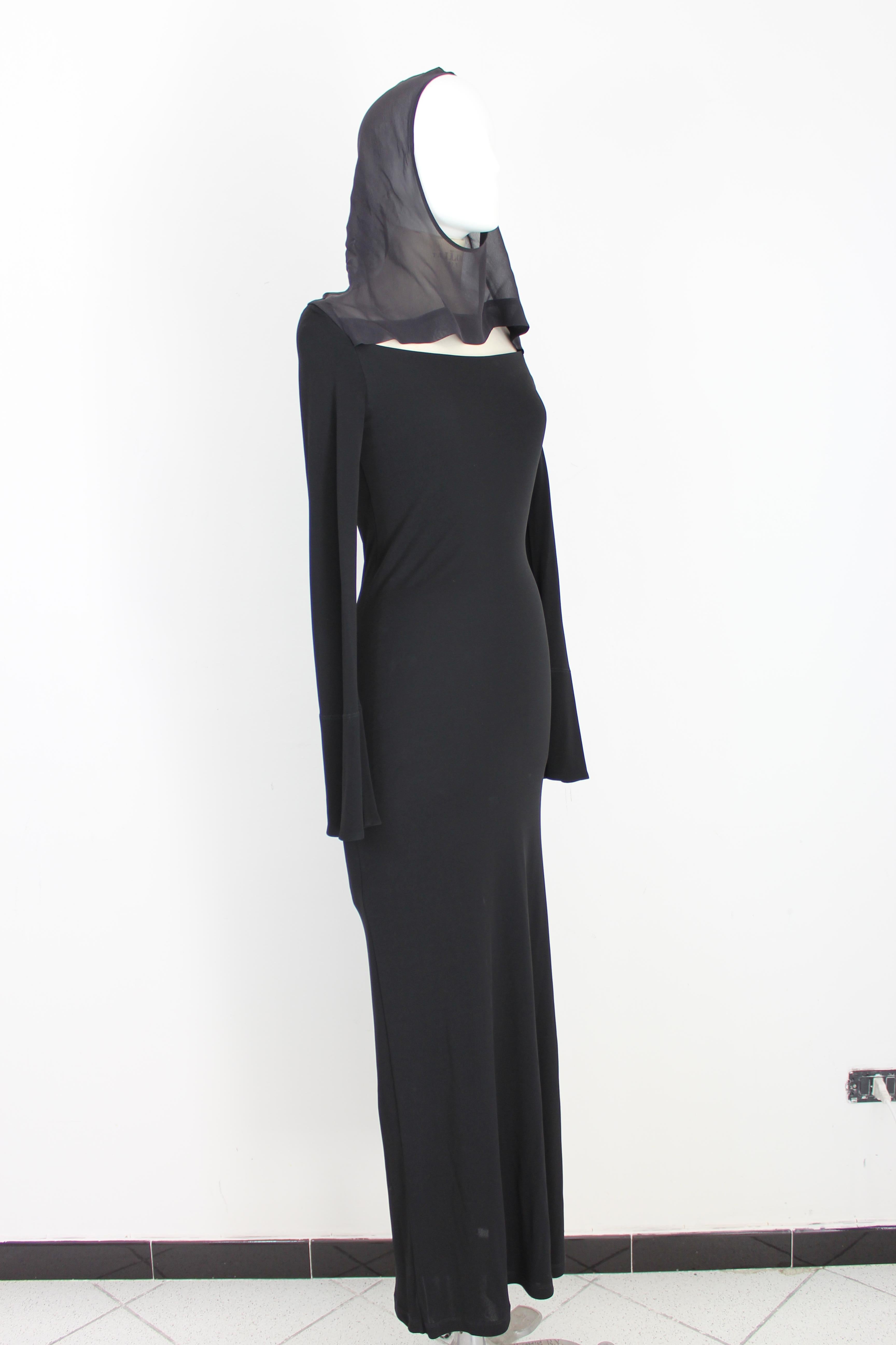Jean Paul Gaultier Black Silk Bodycon Long Evening Dress 2000s  2