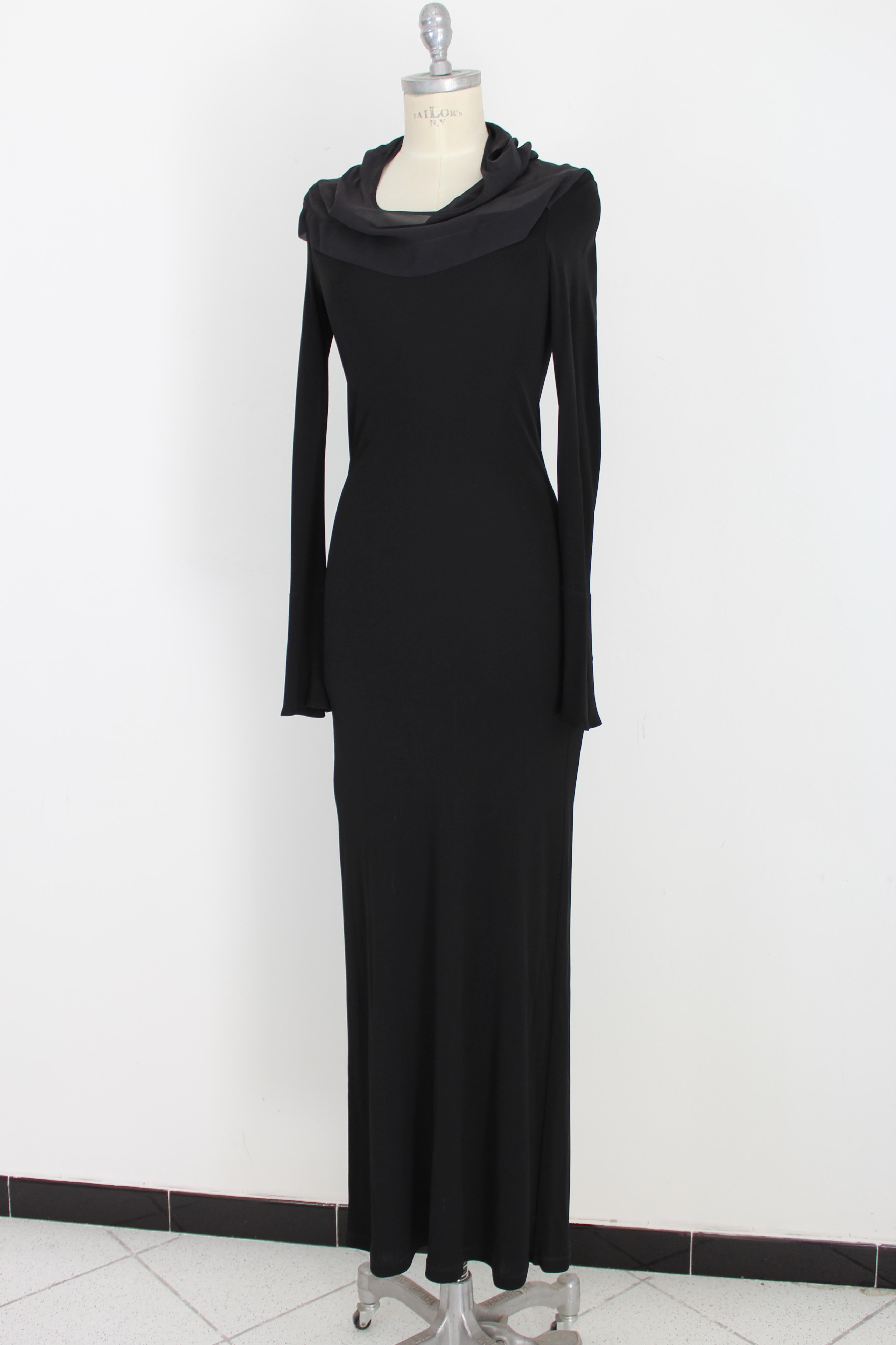 Jean Paul Gaultier Black Silk Bodycon Long Evening Dress 2000s  4