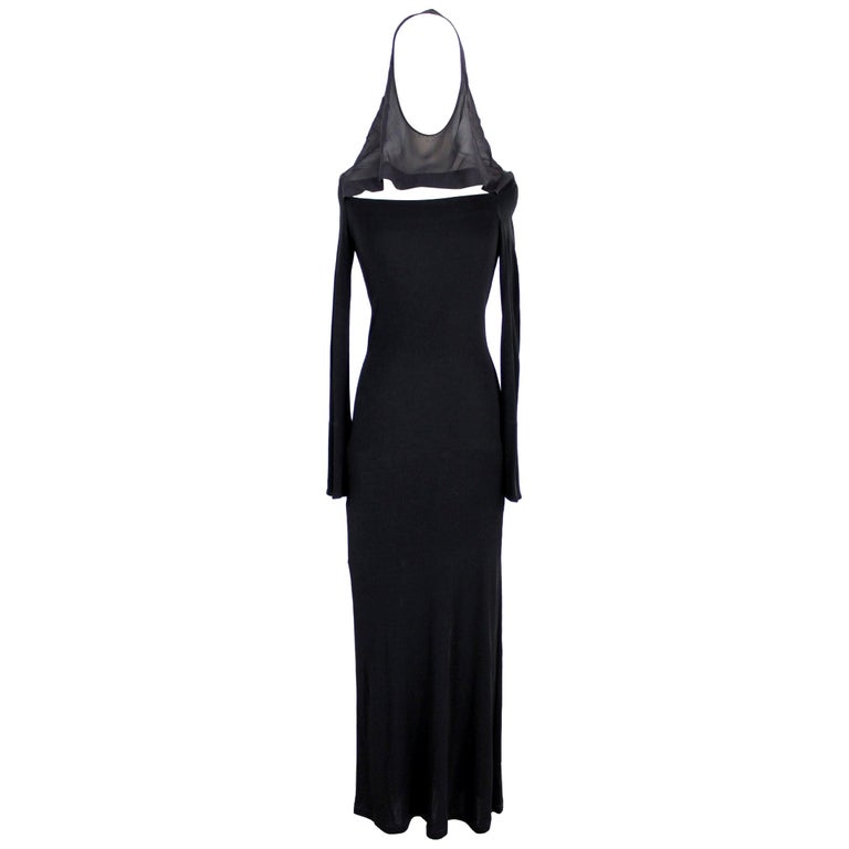 Jean Paul Gaultier Black Silk Bodycon Long Evening Dress 2000s at 1stDibs