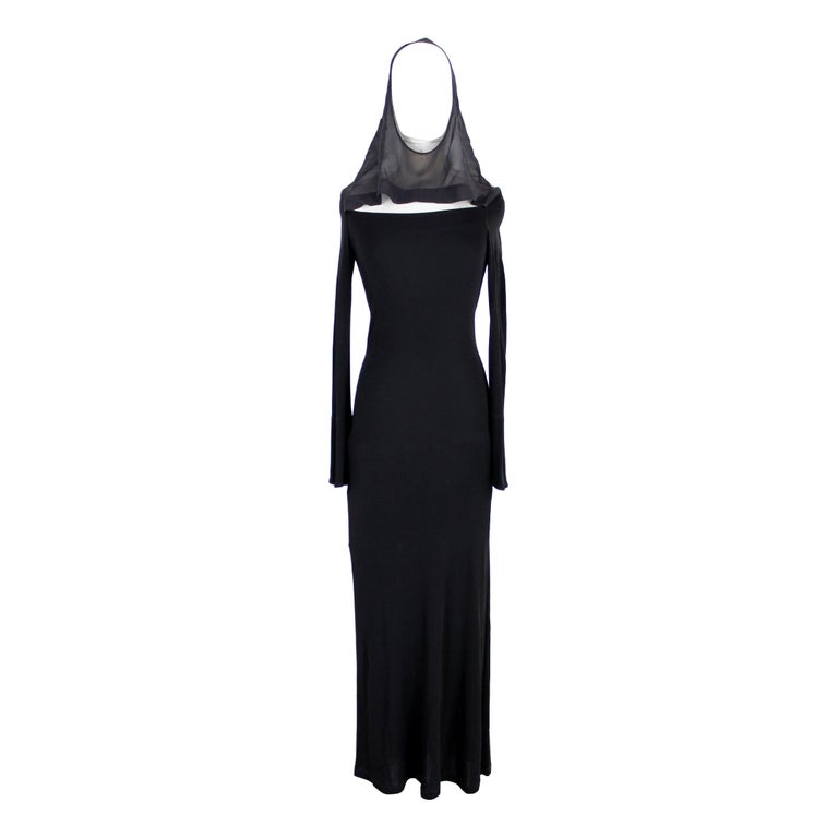 Jean Paul Gaultier Black Silk Bodycon Long Evening Dress 2000s For Sale ...