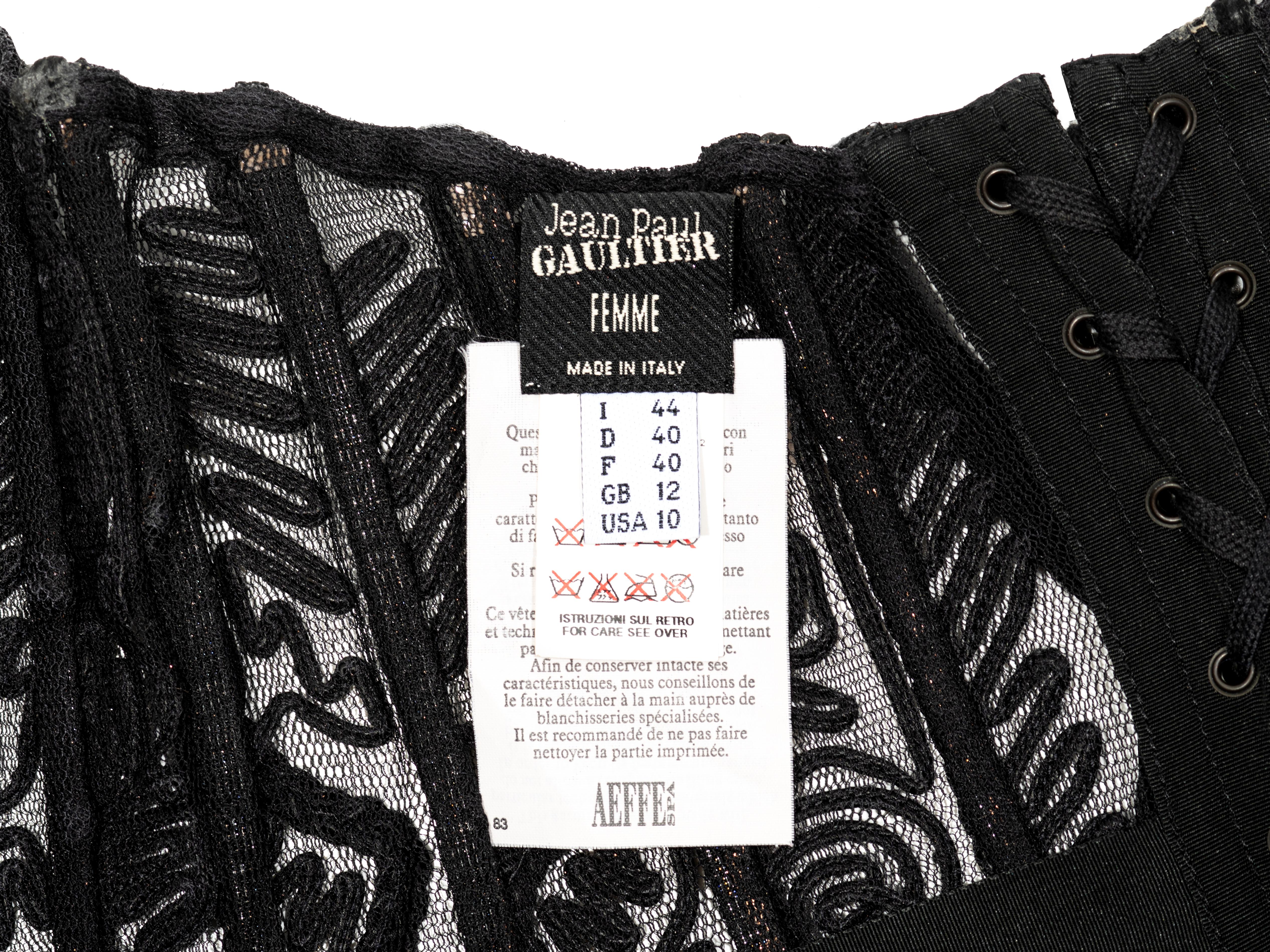 Jean Paul Gaultier black silk corset with copper foiled embroidery, fw 2006 For Sale 6