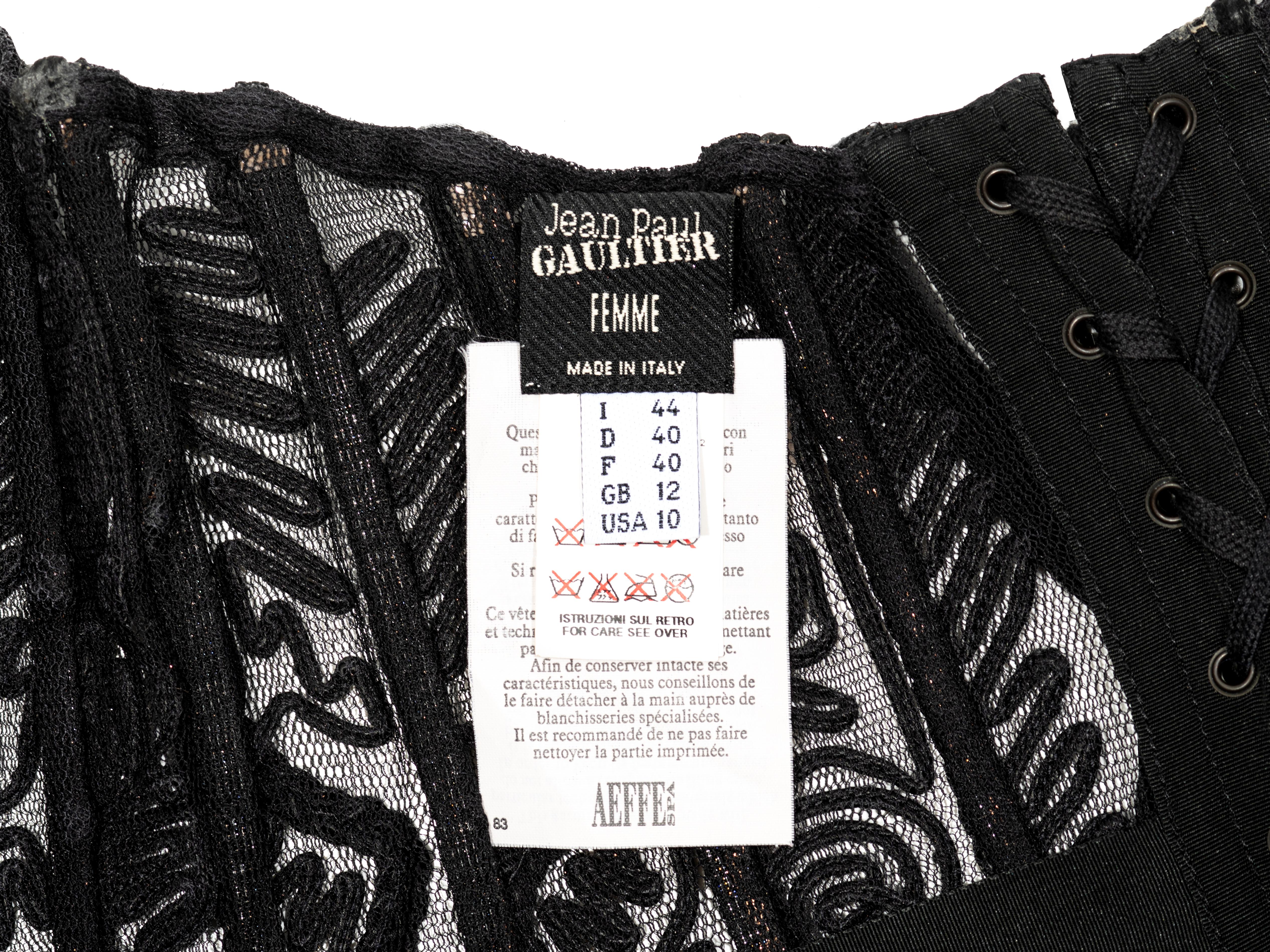 Jean Paul Gaultier black silk corset with copper foiled embroidery, fw 2006 6