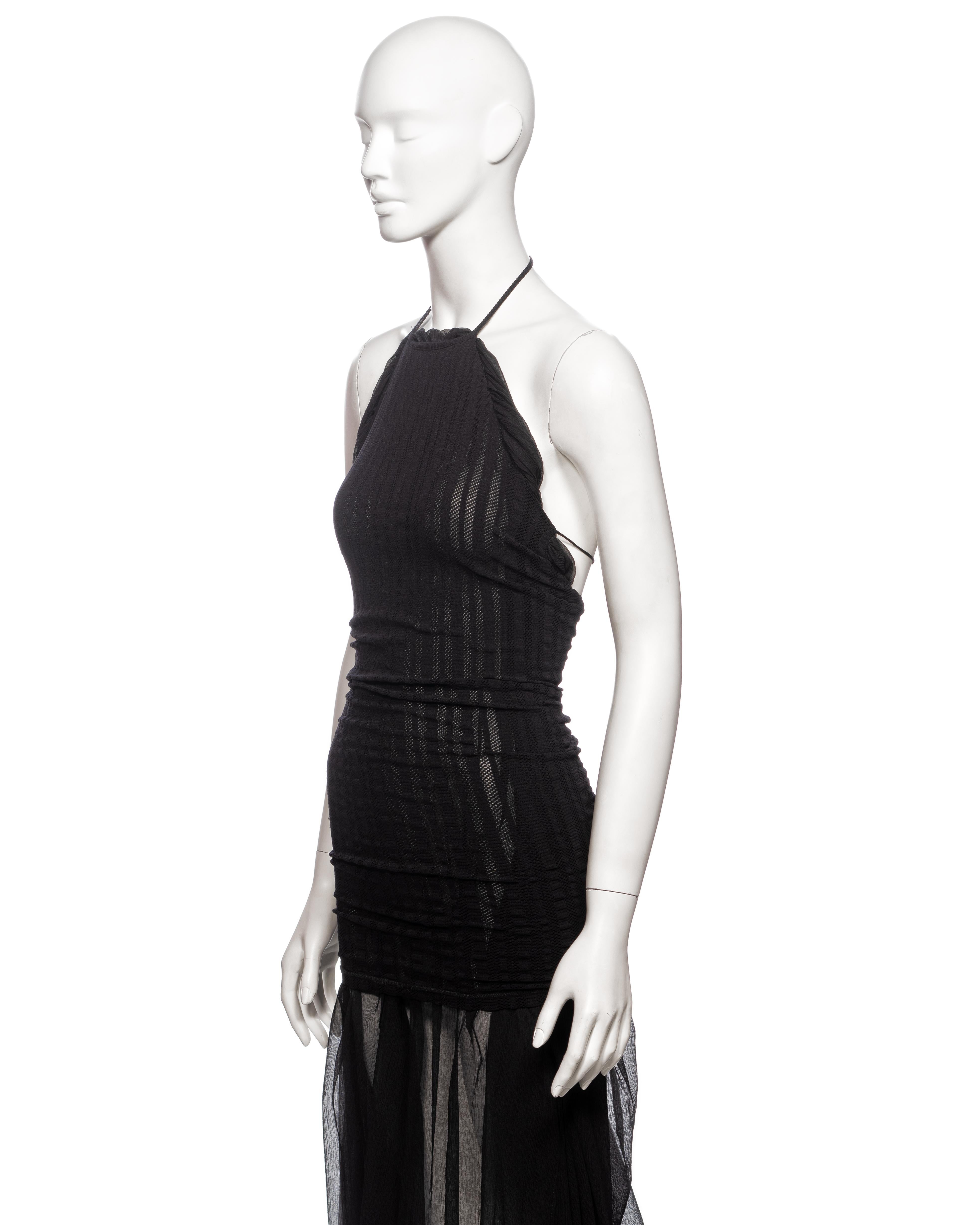 Jean Paul Gaultier Black Stretch Mesh Mini Dress with Silk Underlay, SS 2001 7
